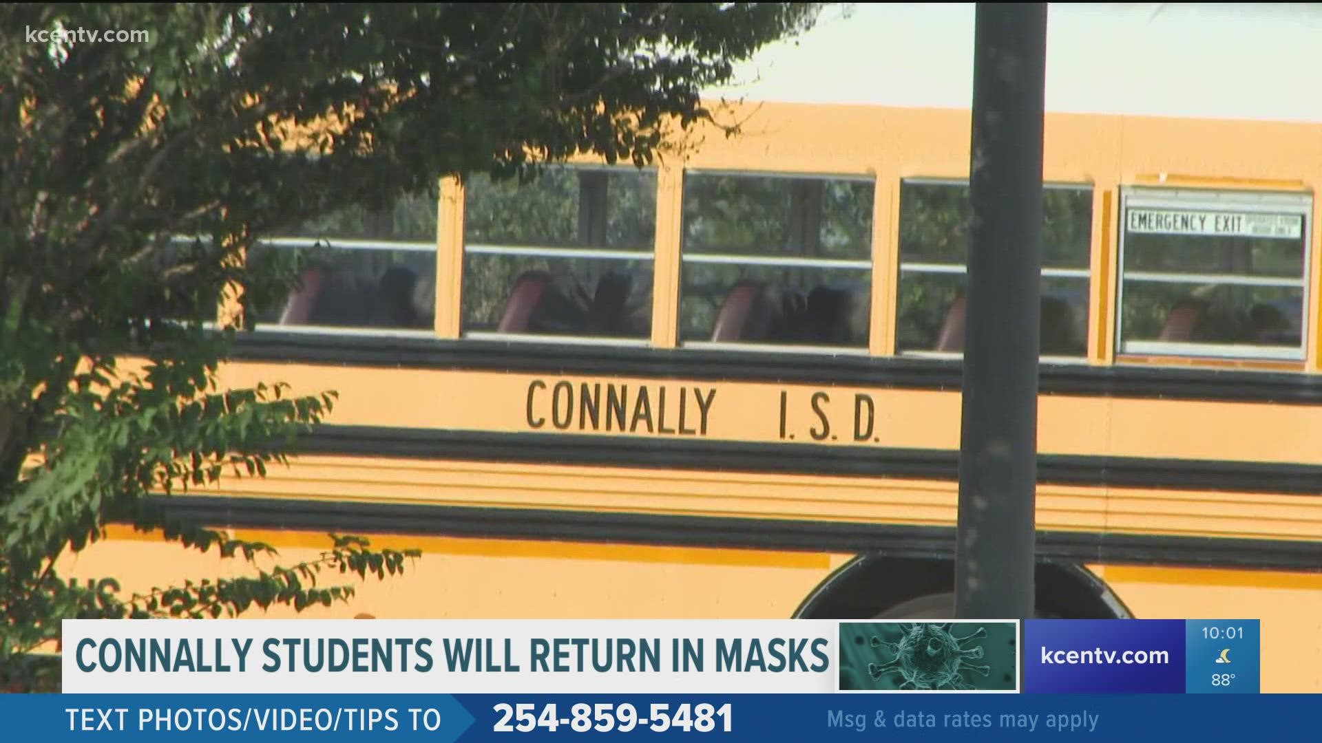 The school district said it will require face masks inside district buildings when classes resume following the Labor Day holiday.