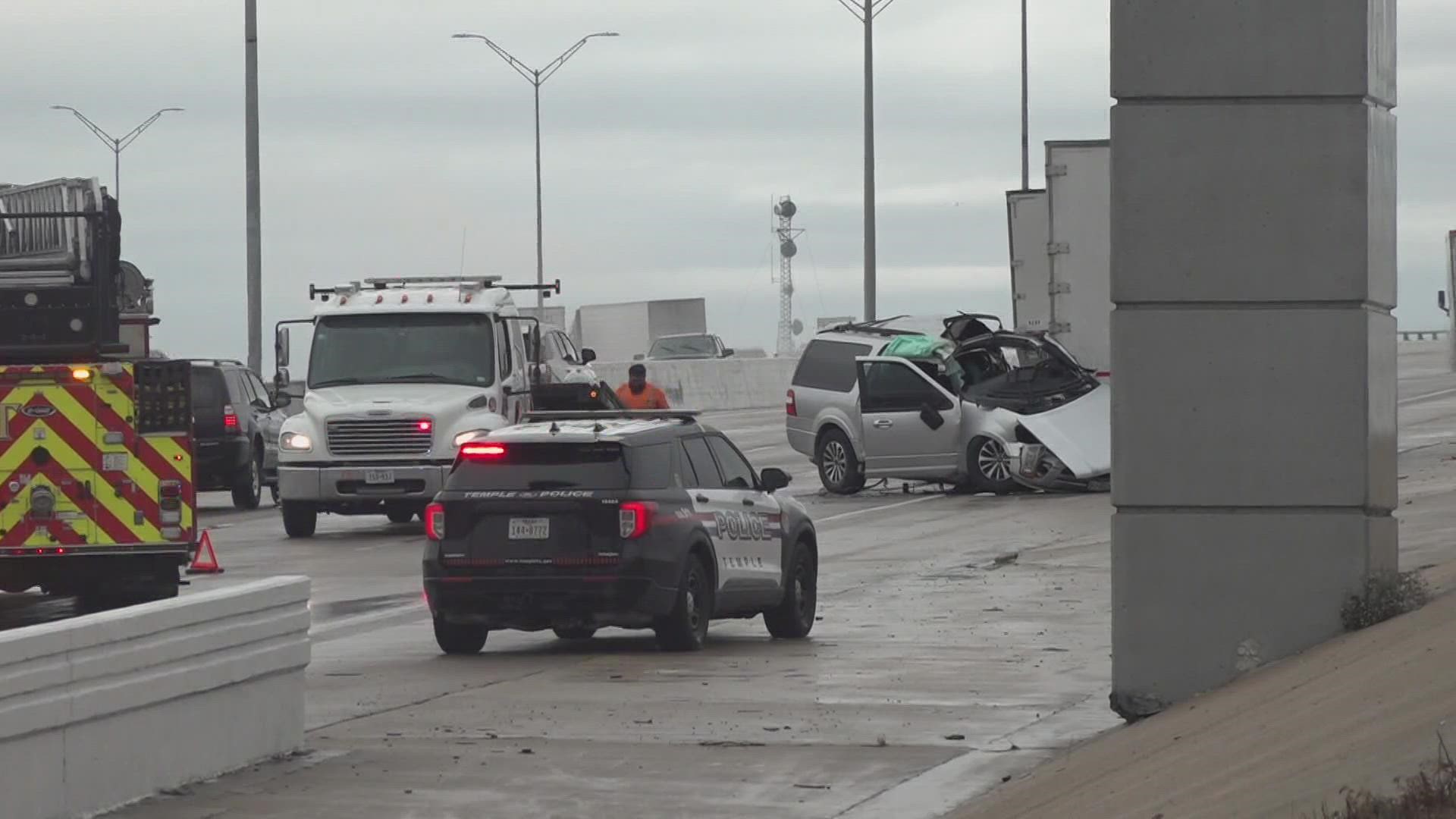 According to the Temple Police Department, the crash happened on southbound I-35 near Industrial Boulevard and Nugent Avenue.