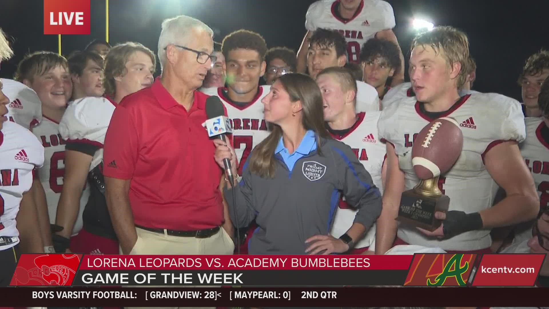 Lorena is our week 5 GOTW champs, after beating Academy 34-17