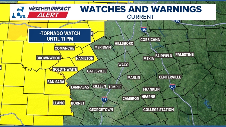 Tornado Watch issued for several Central Texas counties, severe storms ...