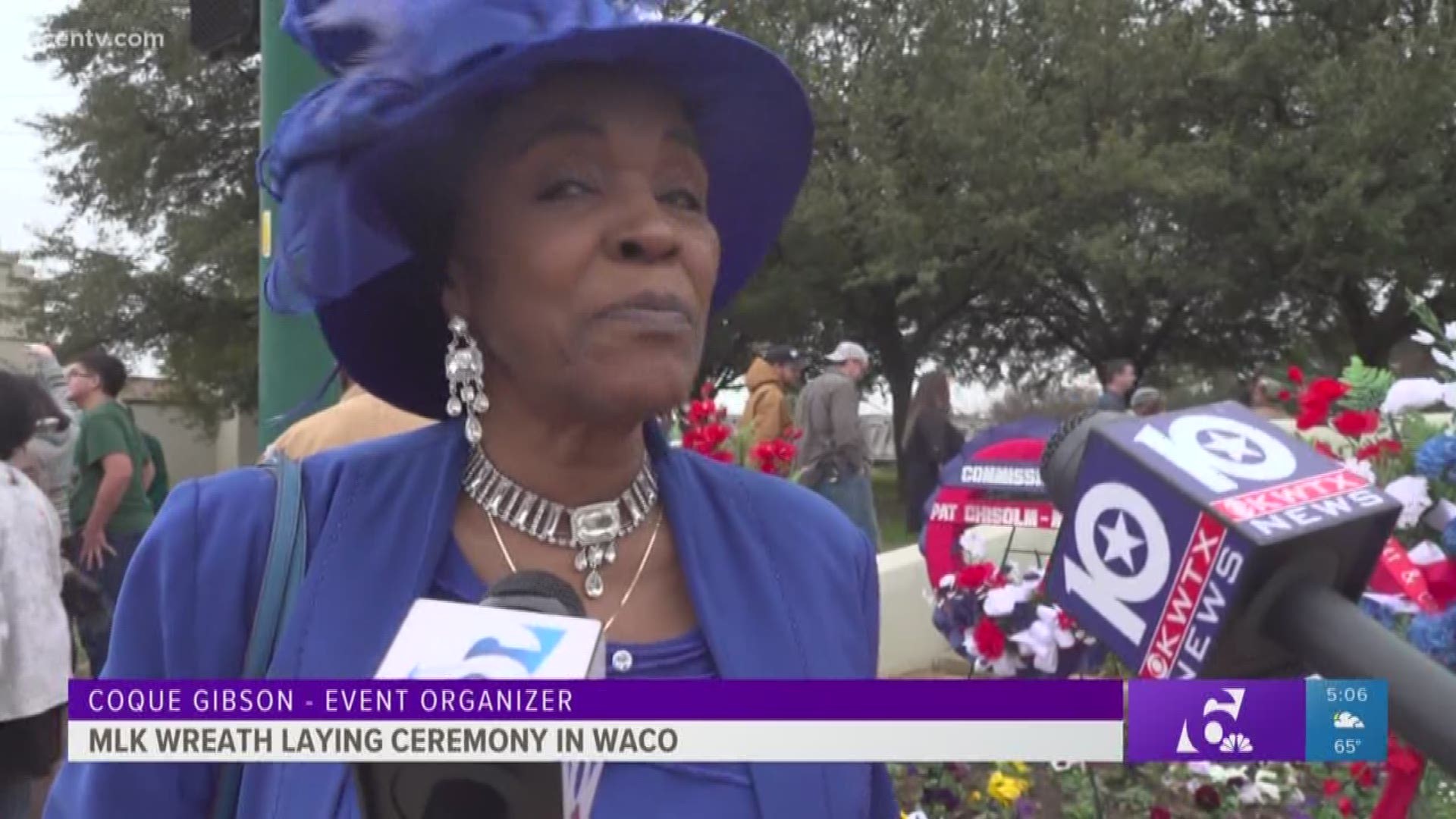 The ceremony is put on every year by former McLennan County Commissioner Lester Gibson and his wife who says the wreaths are a reminder of who MLK was.