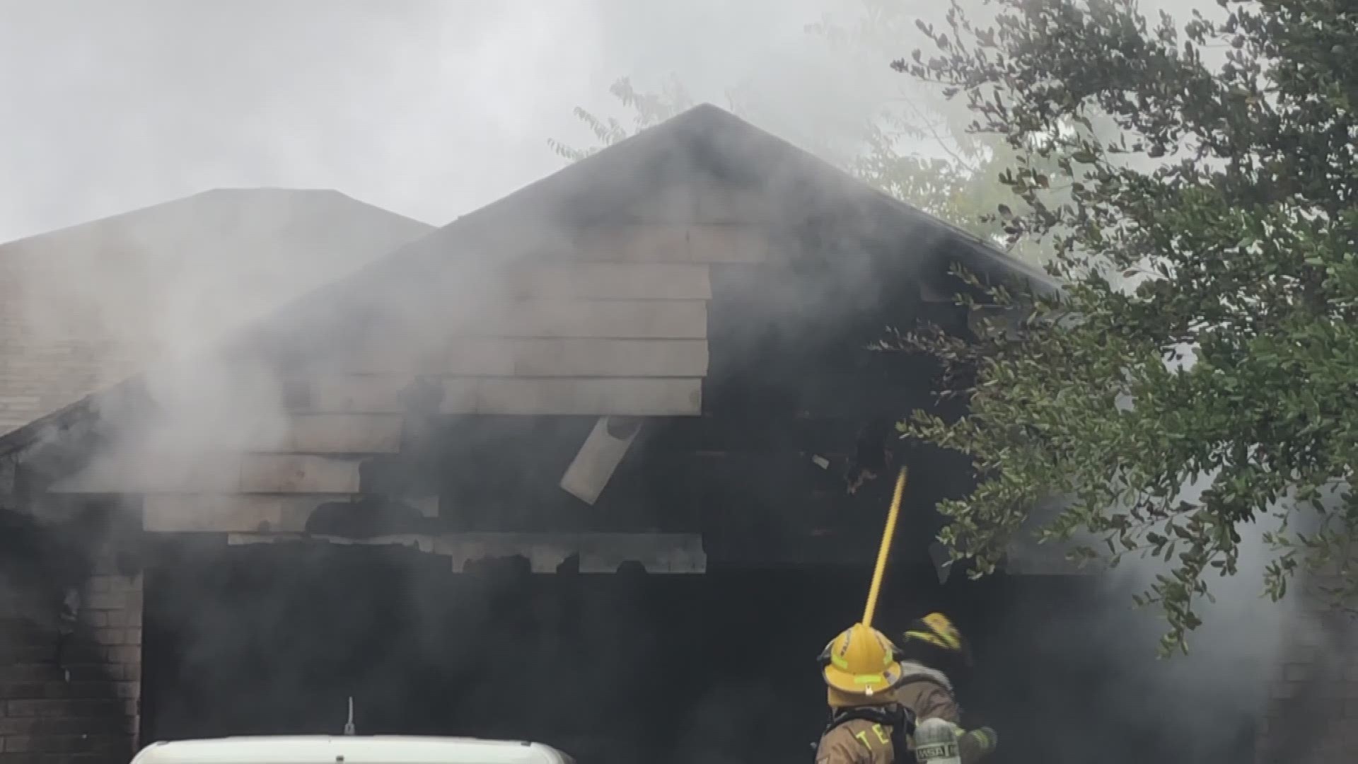 The fire was reported just before 11 a.m. at a home in the 7300 block of Galleta Court.