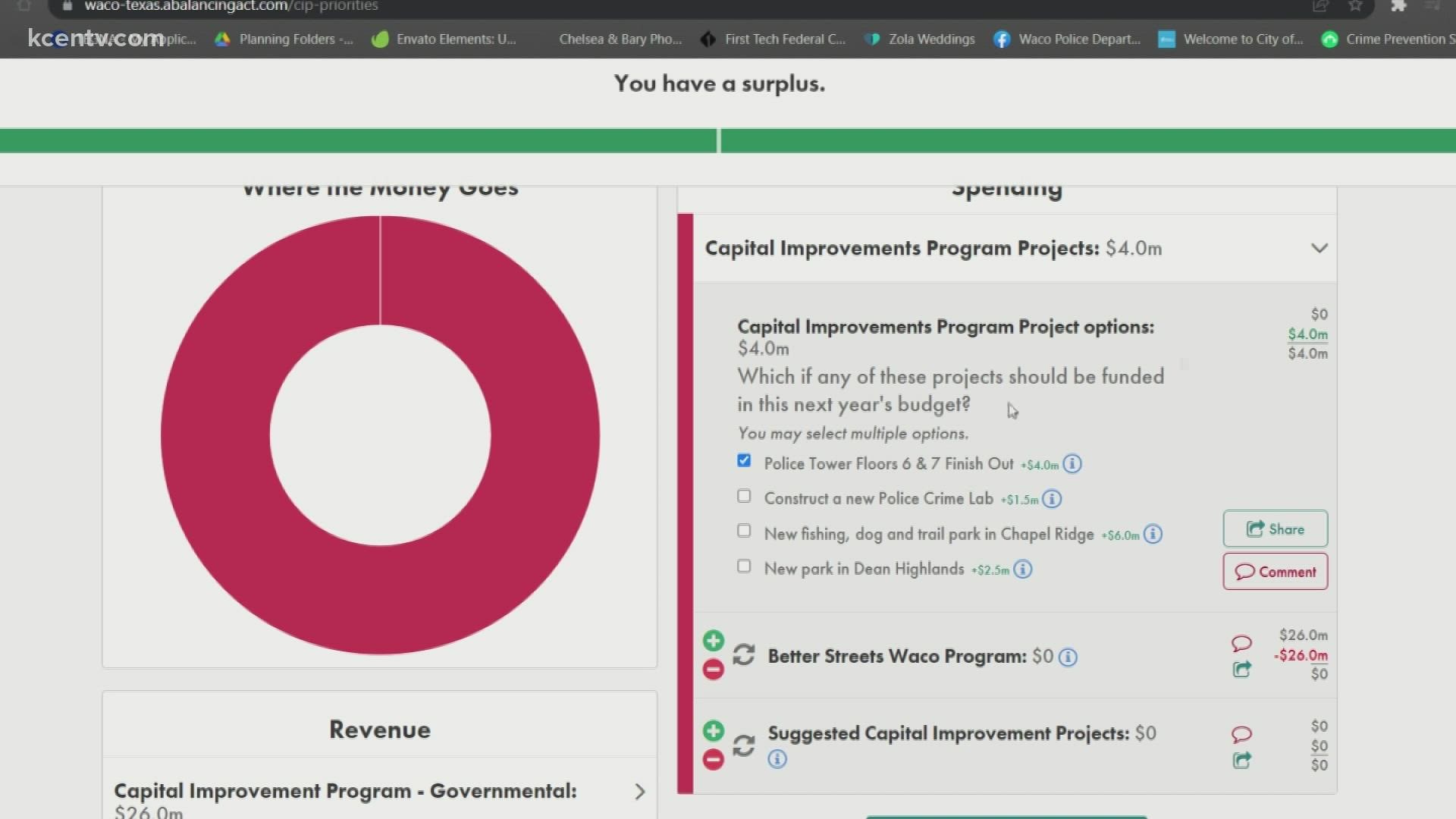 The tool online allows residents to have a say in how the Capital Improvement Projects are funded.