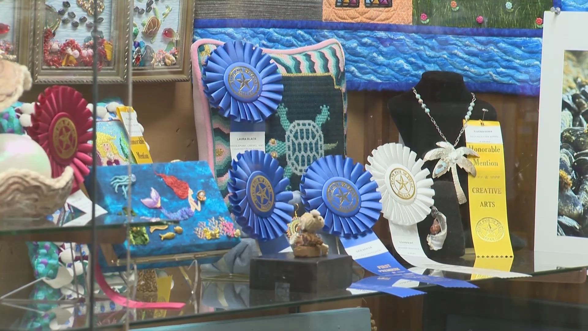 The State Fair of Texas accepted 9,000 entries for artwork this year. The winning works of art are placed inside showcases displayed for all to enjoy.