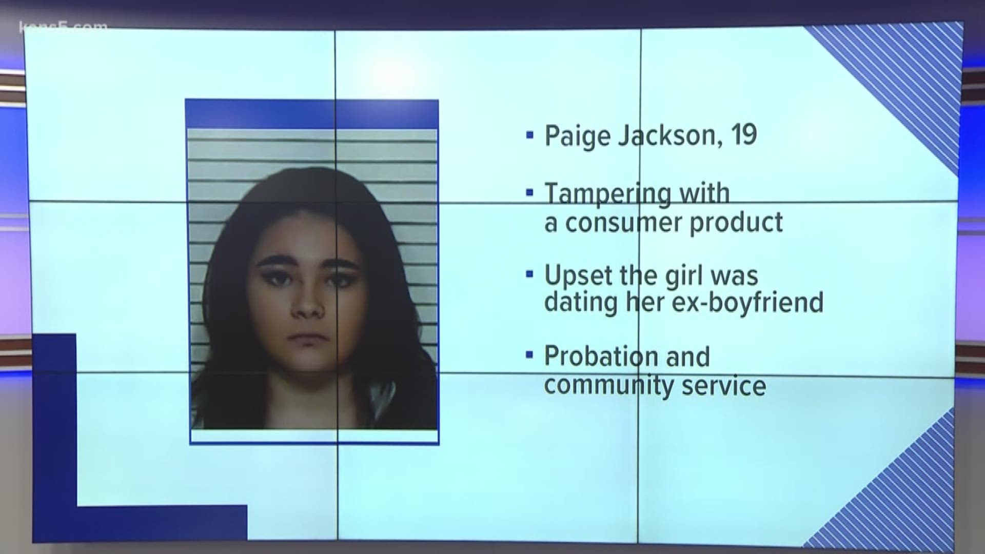Paige Jackson was accused of spiking the victim's drink because she was reportedly upset the girl was dating her ex-boyfriend.