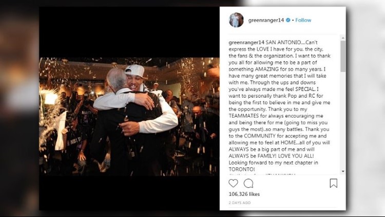 'LOVE YOU ALL': Danny Green thanks S.A. for time with Spurs