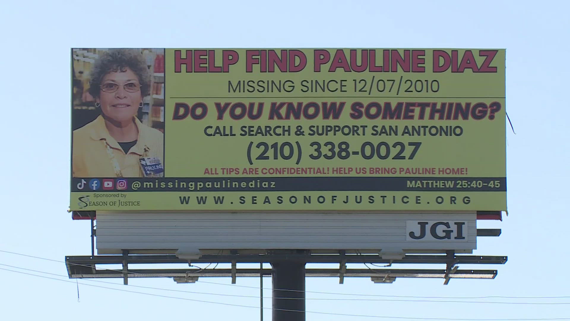 The family of Pauline Diaz hopes a new billboard in Floresville will help generate leads nearly 14 years after she disappeared.