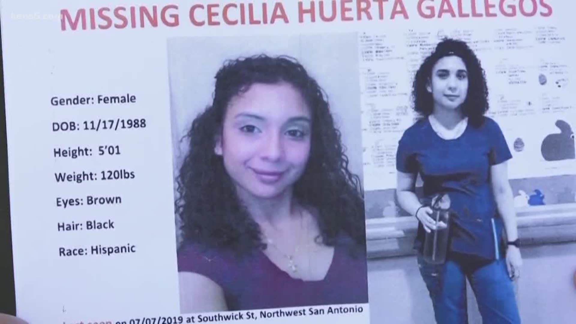 Her sister said she's worried this case will go cold if police can't find the body of Cecilia Huerta Gallegos. The family thinks one man has the answer. Her husband is being held in the Bexar County Jail without bond.