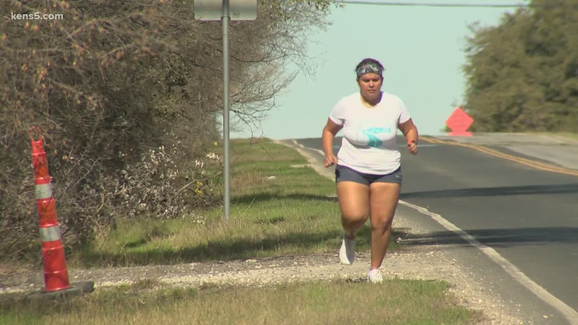 Tina Casanova, a veteran who experienced sexual harassment in the Navy, is running from Fort Sam to the Texas Capitol in Austin.