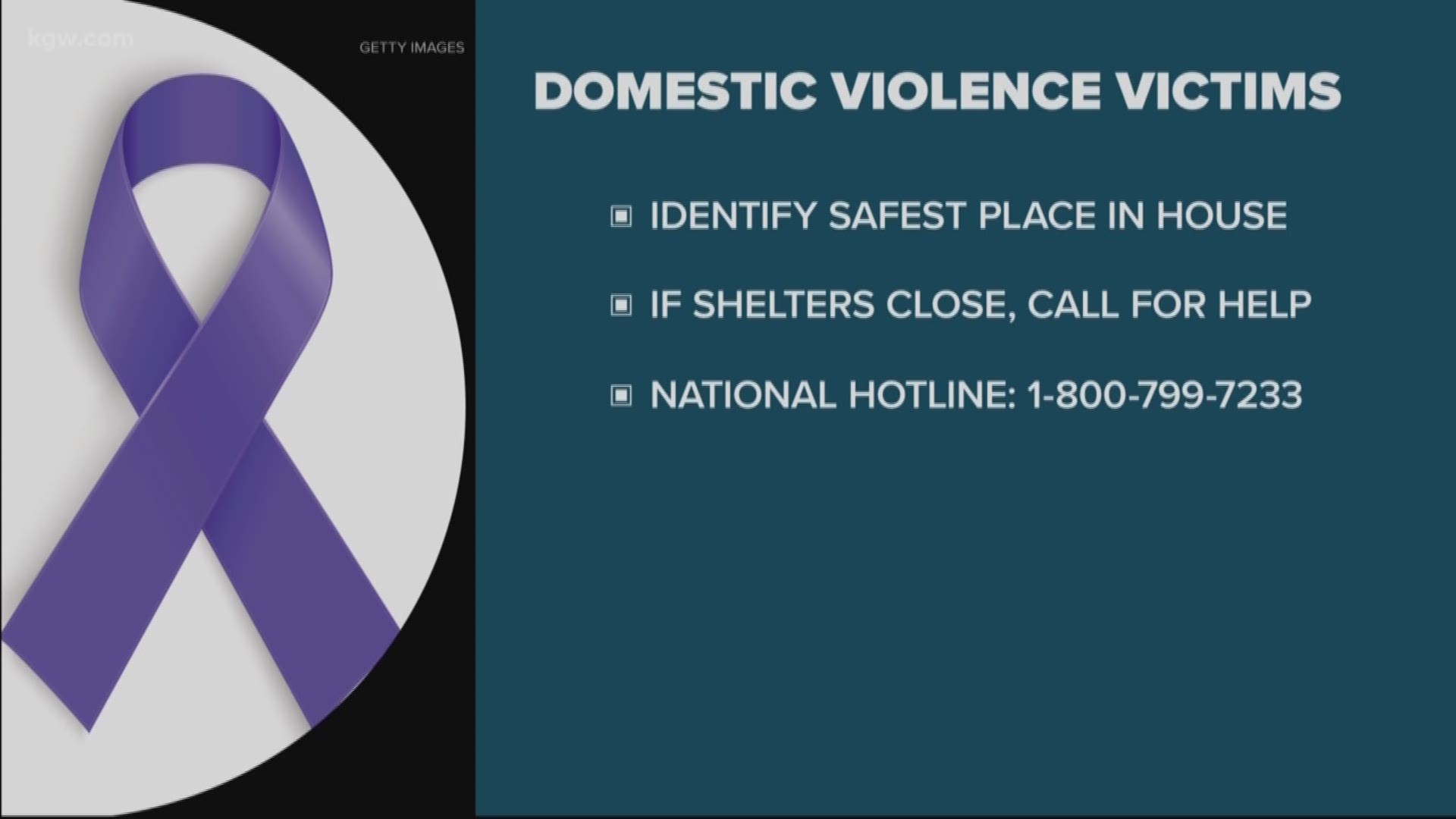 Those experiencing domestic violence or abuse can call the National Domestic Violence Hotline at 1-800-799-7233.