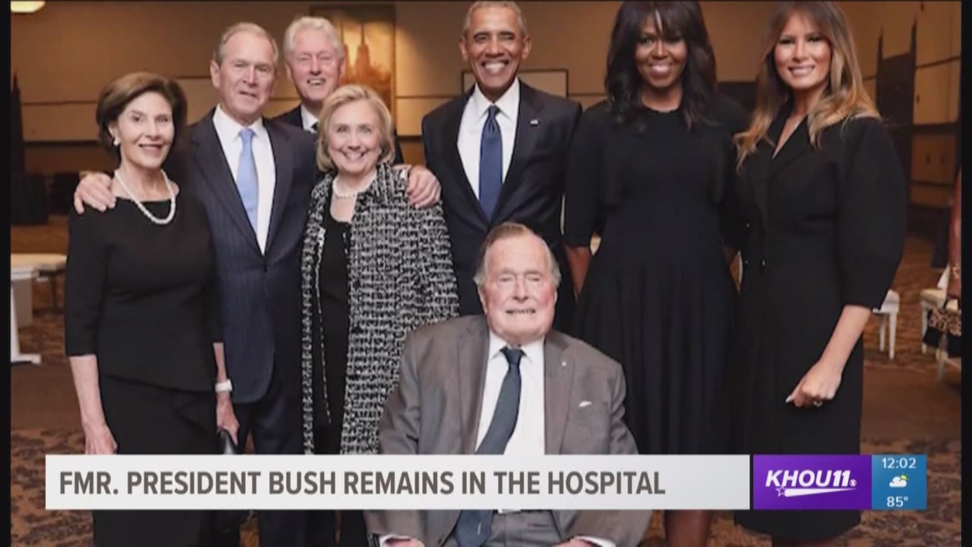 President George H.W. Bush will remain in Methodist Hospital today as he continues to regain strength. His doctors are very pleased with his progress.