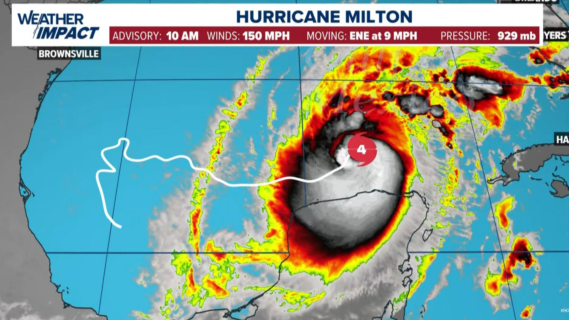 Hurricane Milton is now a Category 4 storm. It's expected to weaken by the time it makes landfall, but it will double in size, impacting more area.