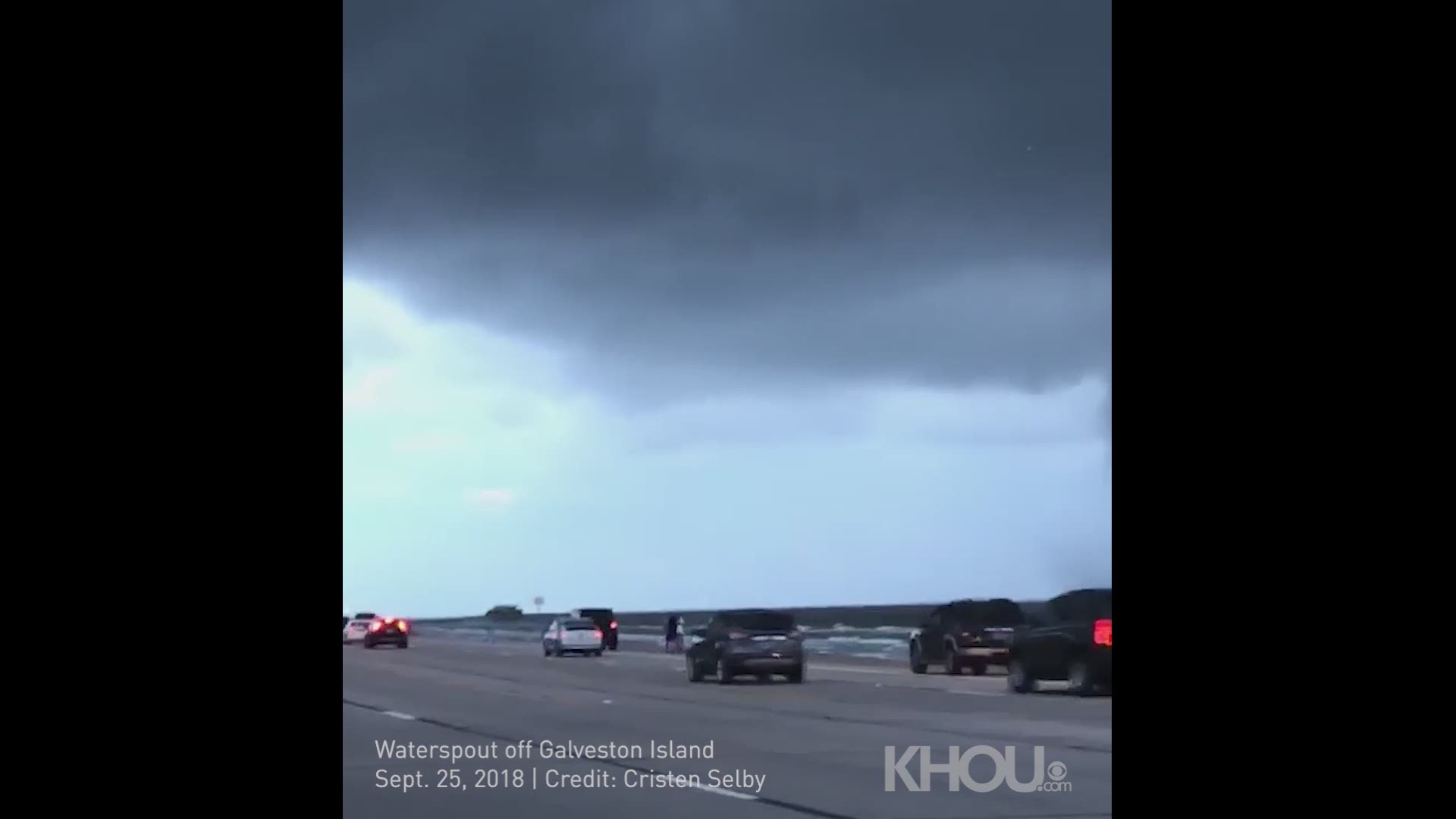 KHOU 11 viewers sent in photos and videos of a waterspout off Galveston Island before 8 a.m. Tuesday, Sept. 25, 2018. There is an increased chance of storms and rain across Houston for the next few days.