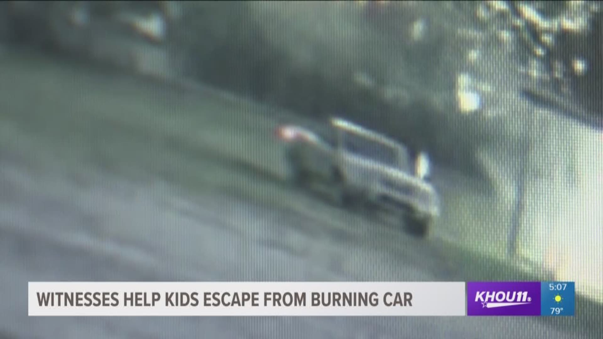 A portion of the incident was captured on surveillance camera. Footage shows the car ignite and slowly more flames begin to build up.