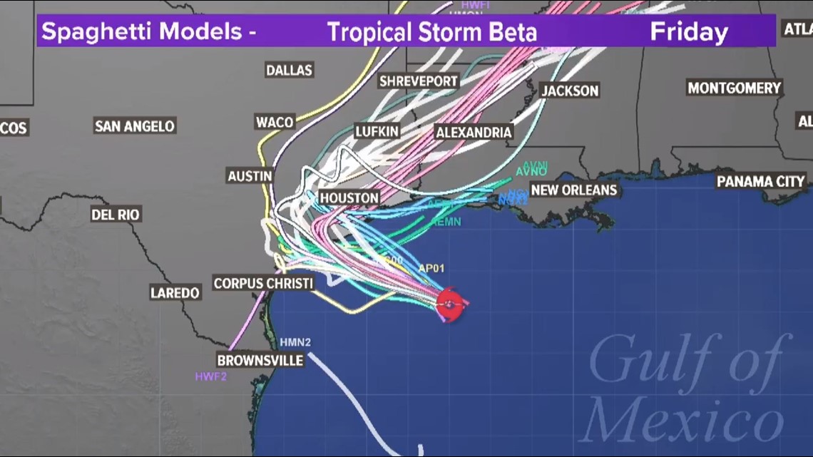 Tropical Storm Beta path and forecast models in Gulf of ...