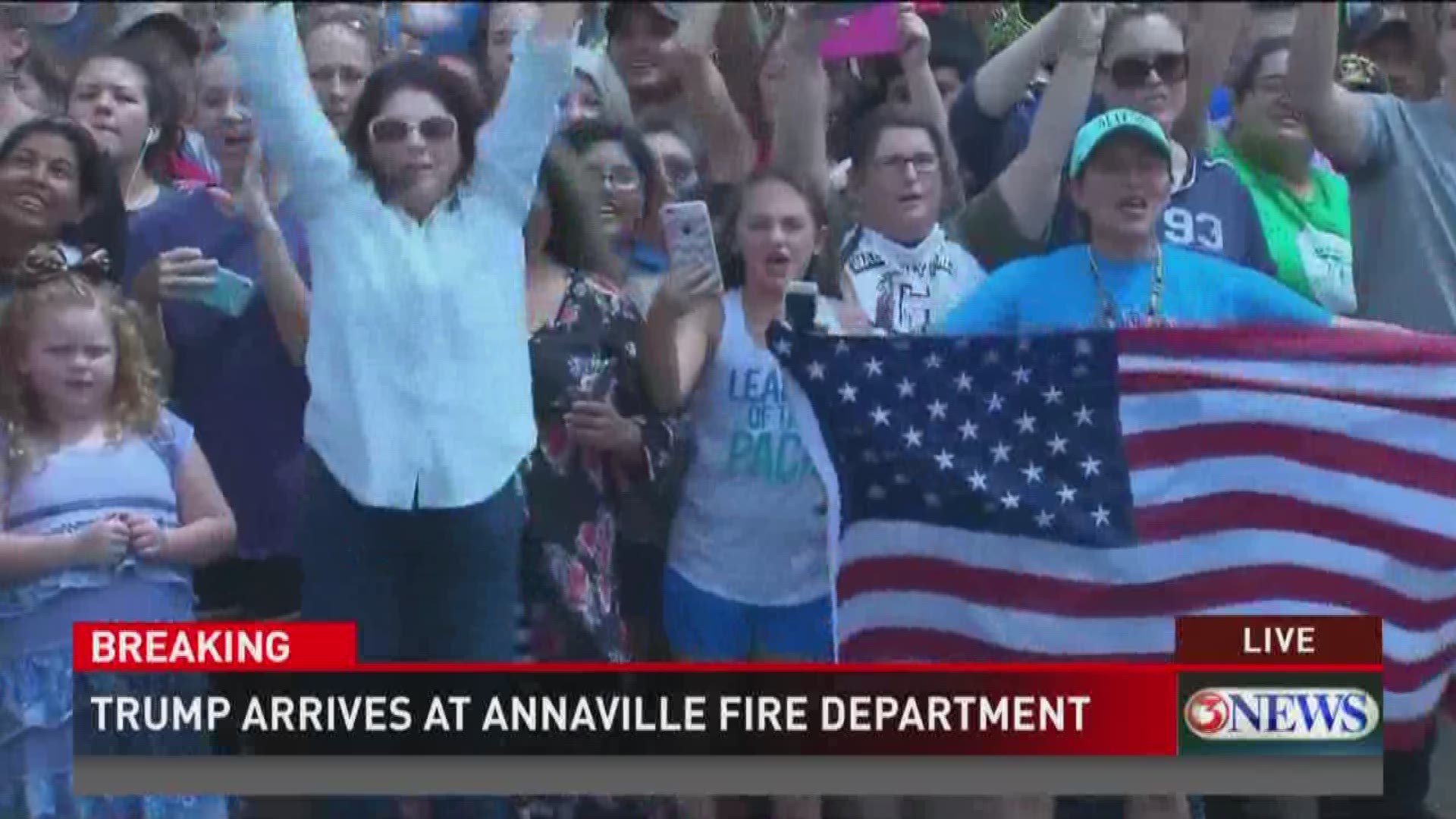 Thousands of people met outside the Annaville fire department for the chance of getting to see President Donald Trump as he visits Corpus Christi.