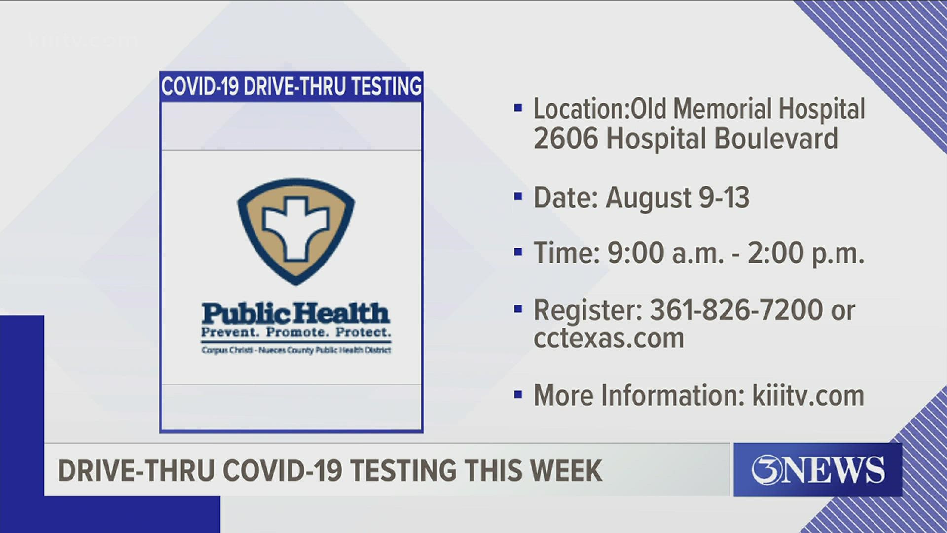 Drive-thru COVID-19 testing will take place at the old Christus Spohn Hospital Memorial site staring Monday. Here’s what you need to know.
