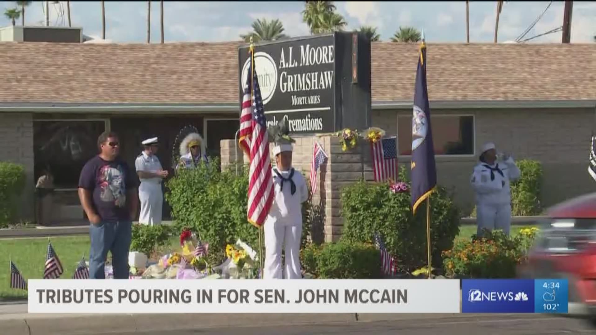 People are paying their respects to Sen. John McCain as veteran and war hero.