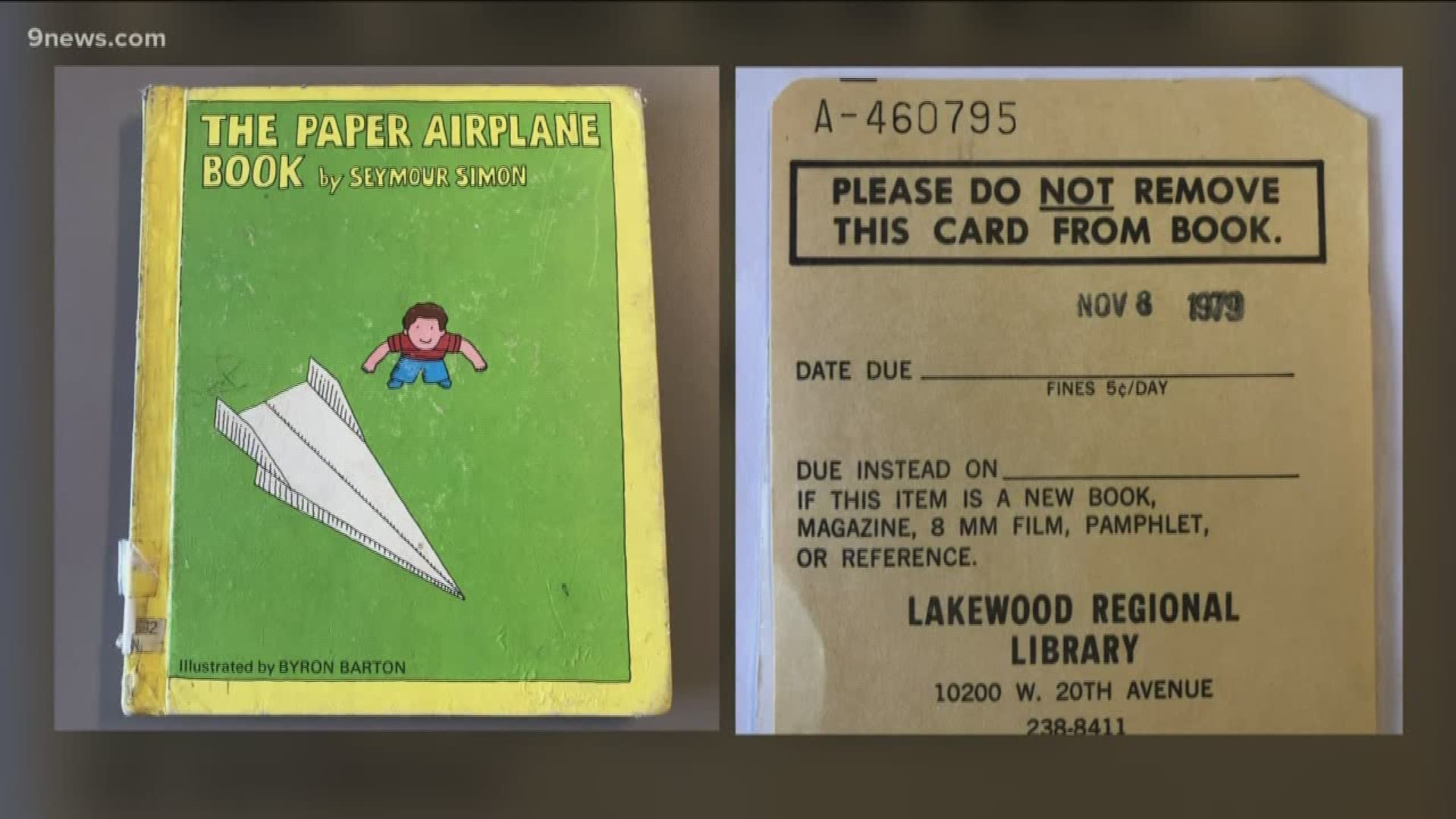 "The Paper Airplane Book" was due Nov. 8, 1979, at Lakewood Regional Library.