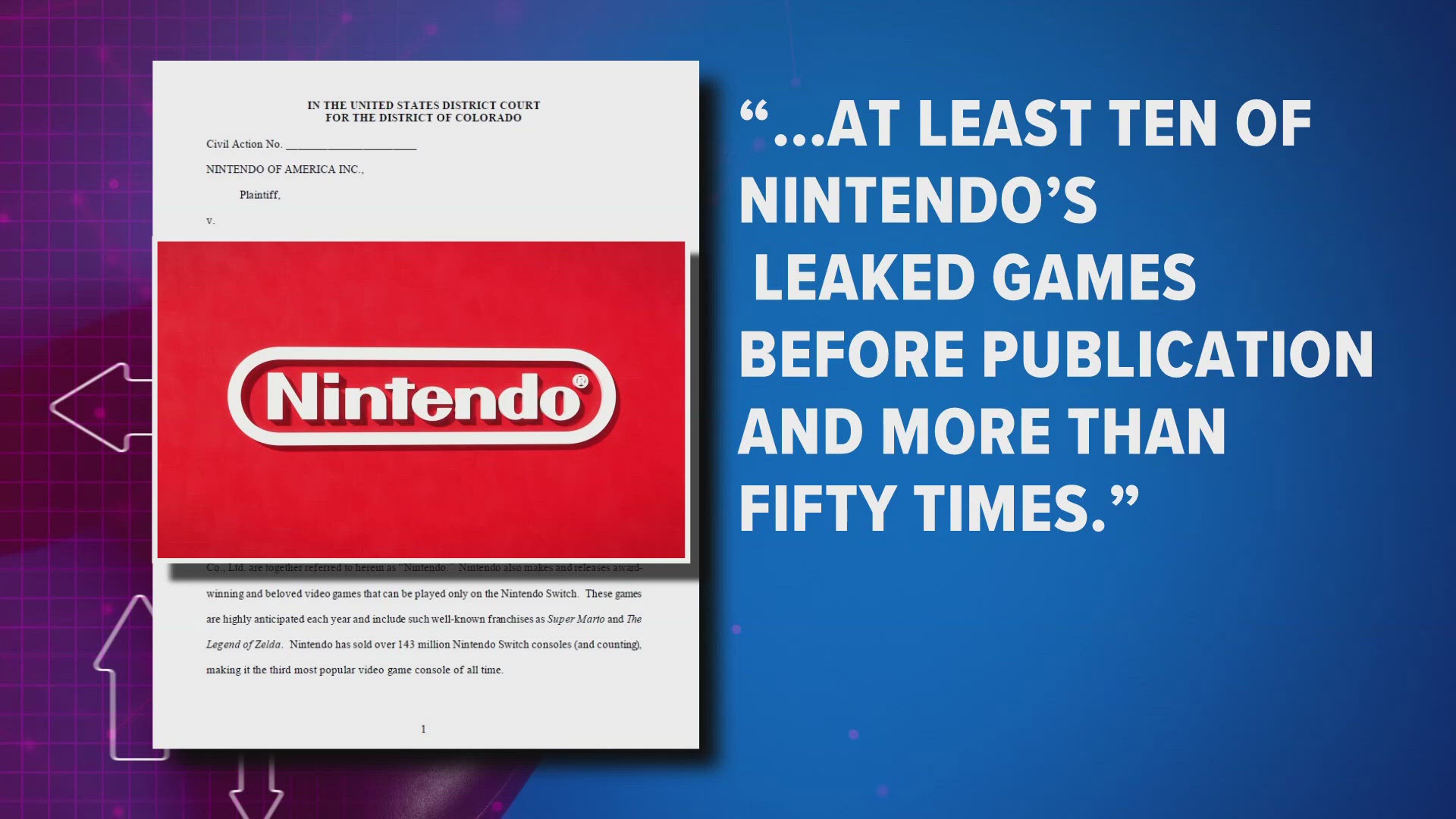 Nintendo is suing a Colorado man for potentially millions of dollars. The company accuses the man of streaming games that haven't been released yet. 