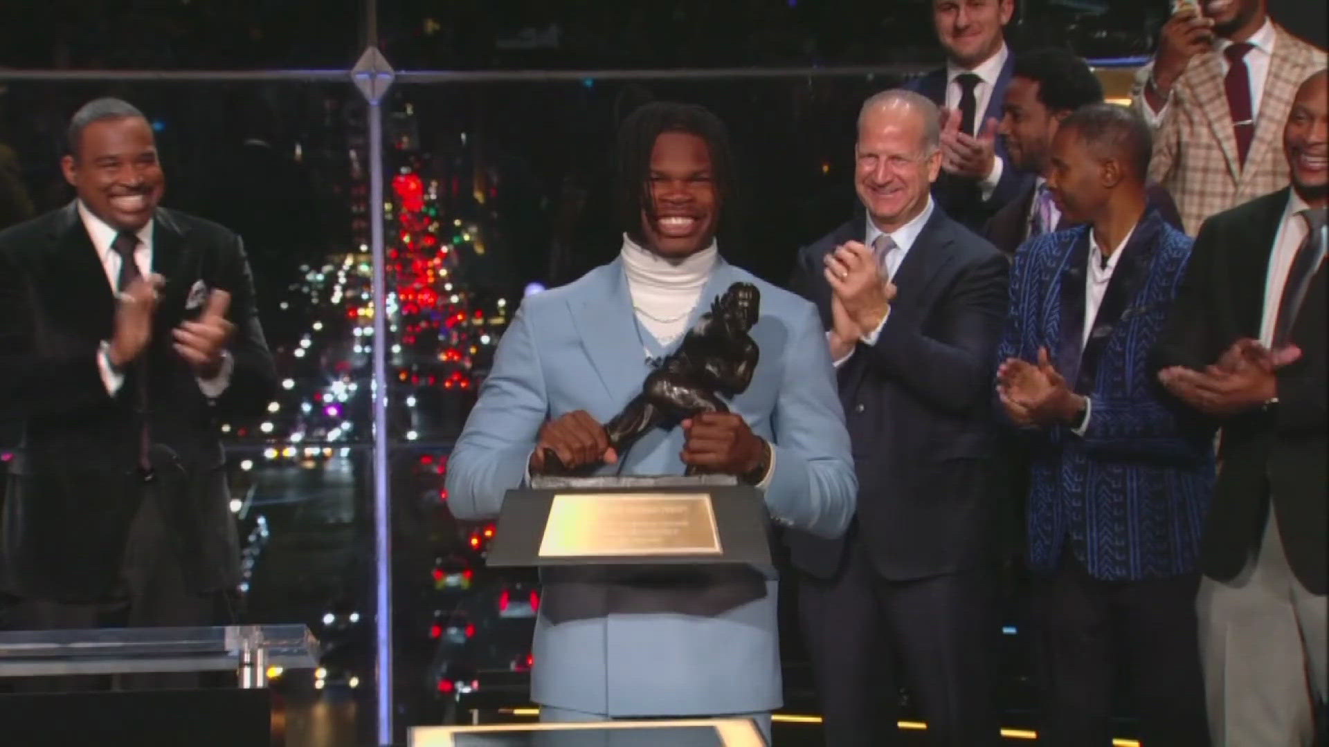 The Buffs' two-way star was named the winner of the 2024 Heisman Trophy Saturday night. 