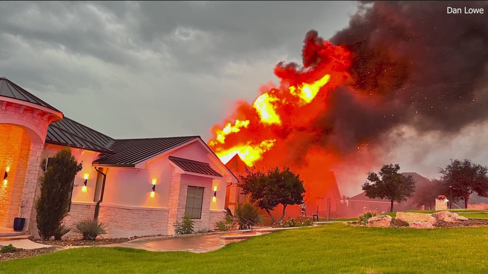 The three-story Spicewood home has now been reduced to a pile of rubble.