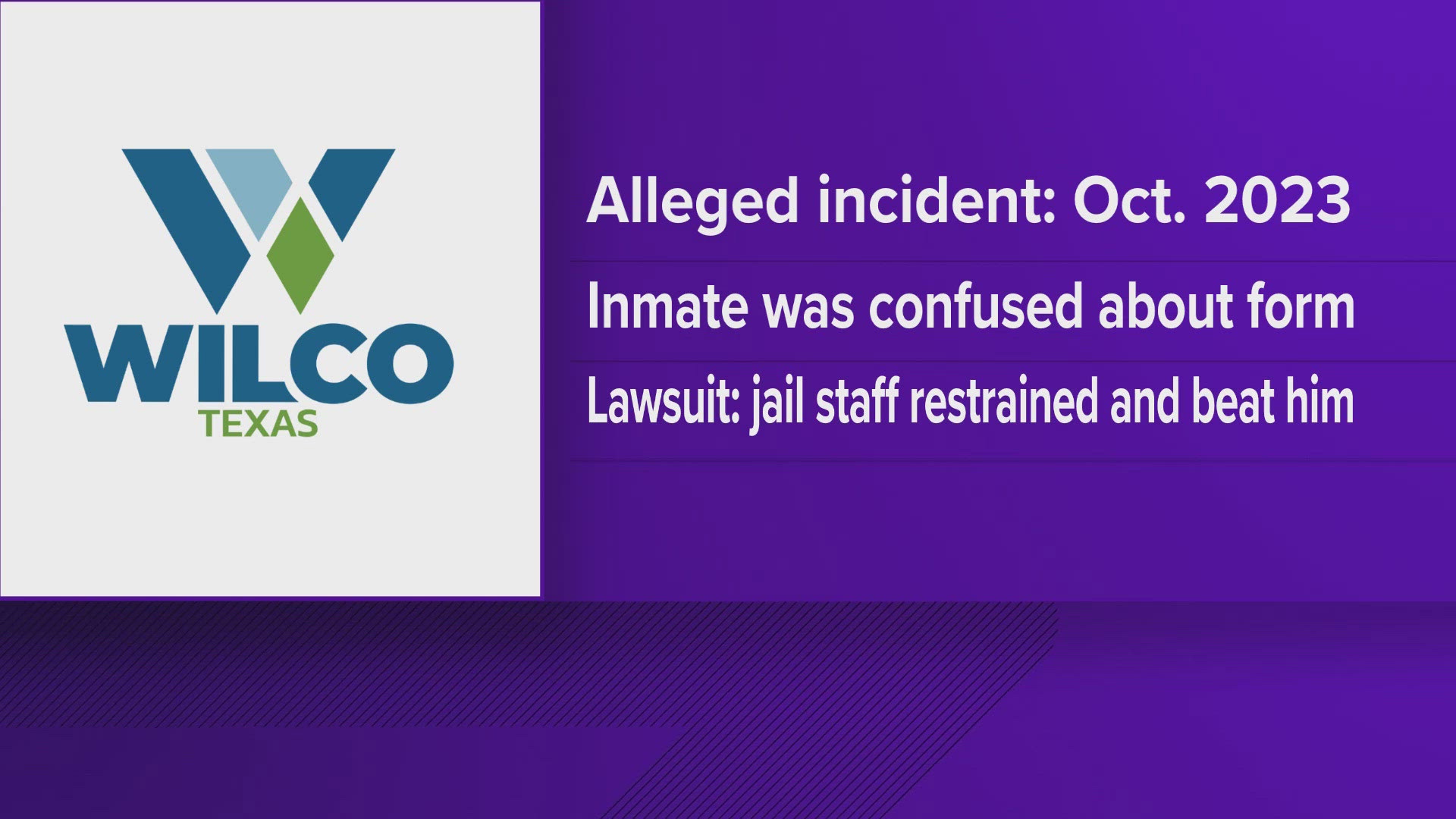 The lawsuit was filed by an inmate who claims he was improperly restrained and beaten by jailers in October 2023.