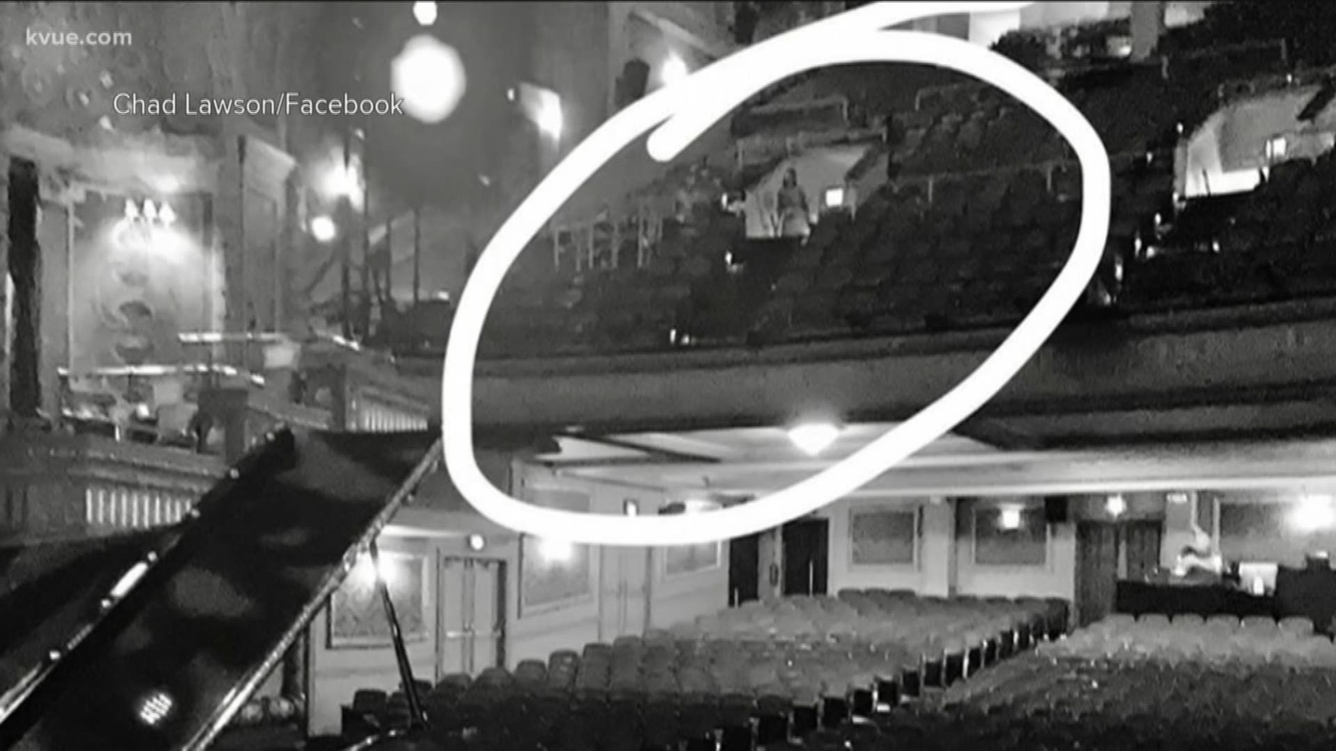 It could be the "Phantom of the Paramount." A painter visiting the Paramount Theatre in Austin snapped a photo of what looks like an eerie woman floating in the mezzanine.