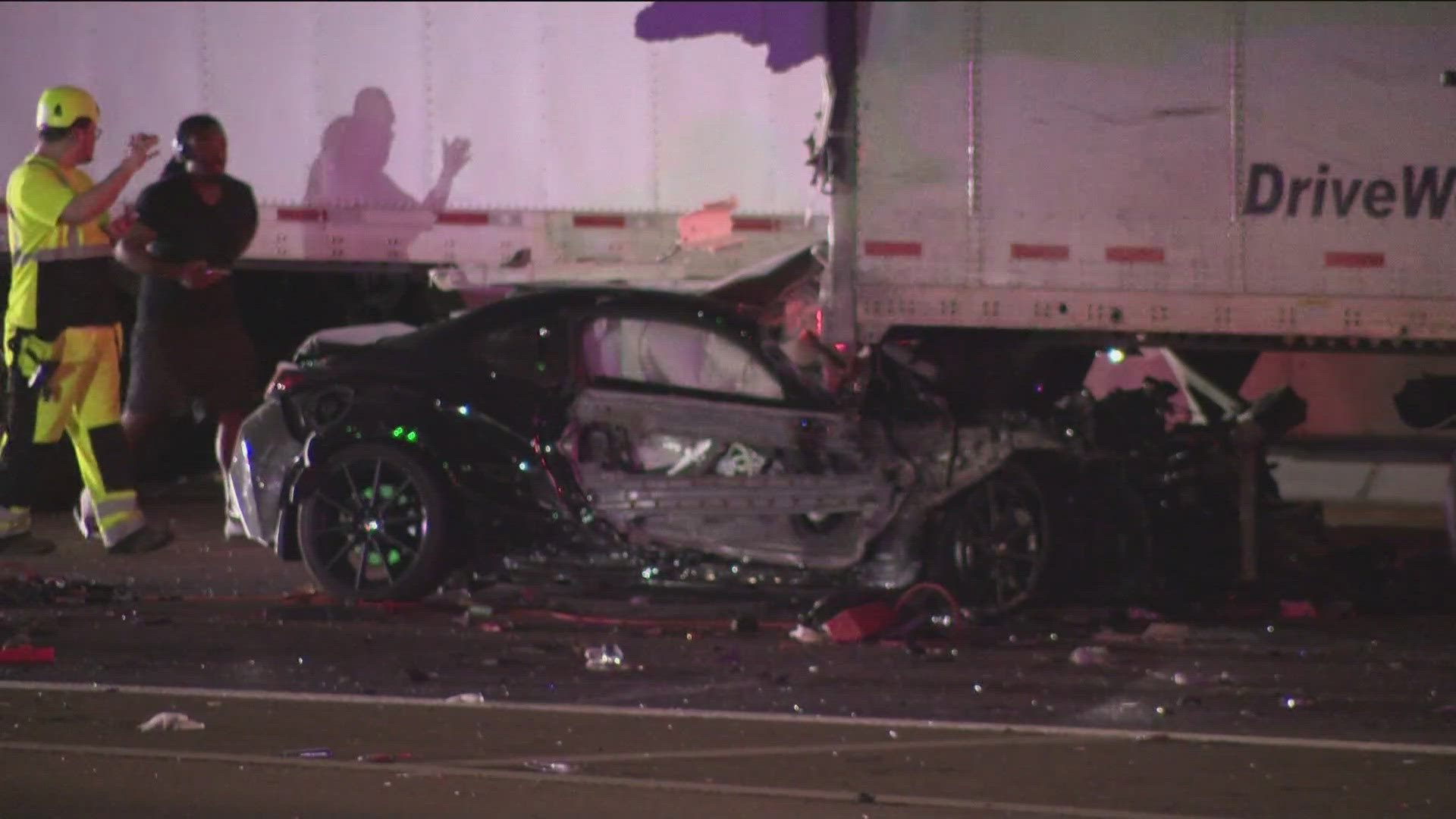 Responders said the collision involved at least one semi-truck.