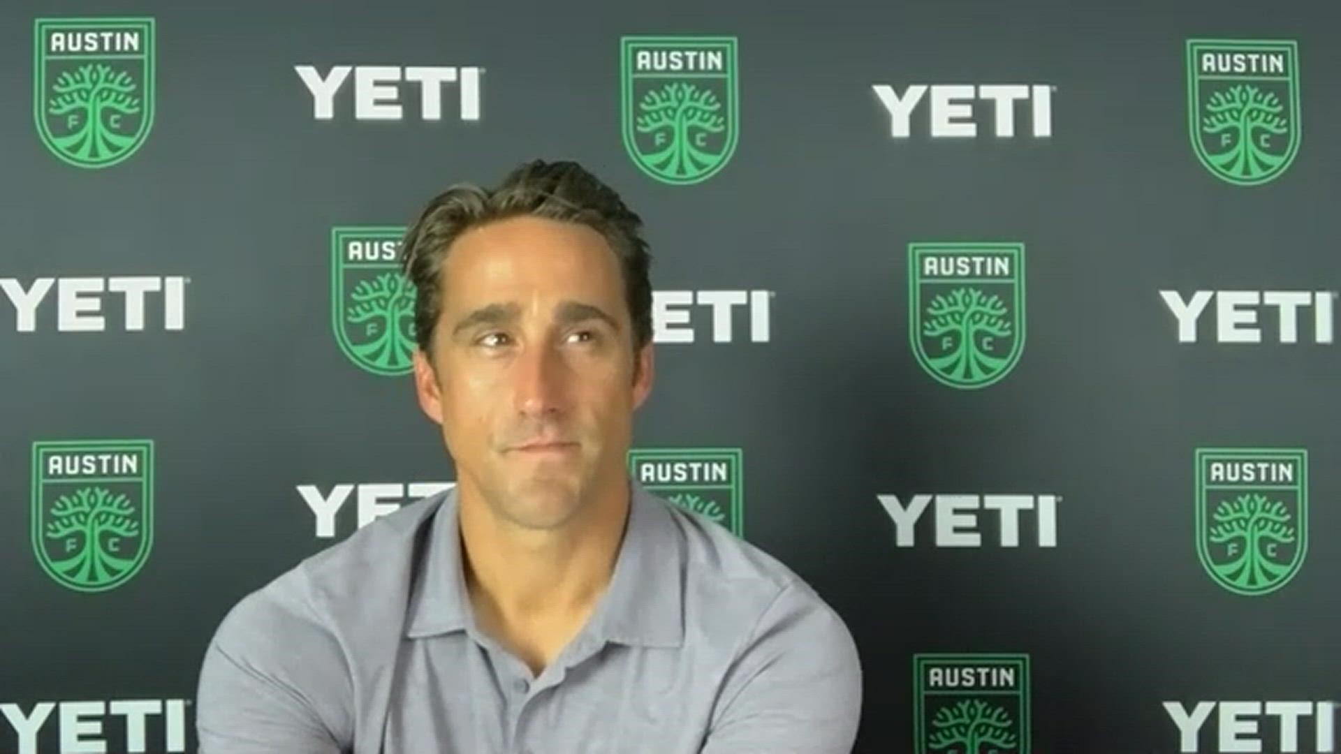 Austin FC head coach Josh Wolff speaks with the media following the loss to Real Salt Lake.