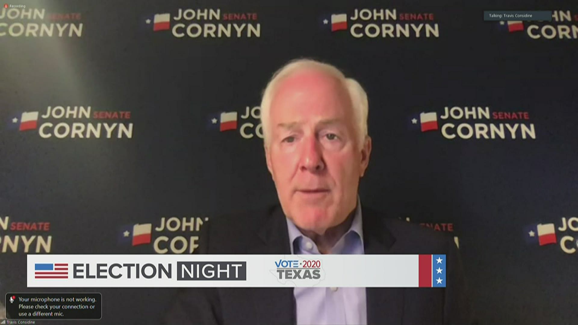 U.S. Sen. John Cornyn spoke on Election Night after MJ Hegar conceded the Senate race.