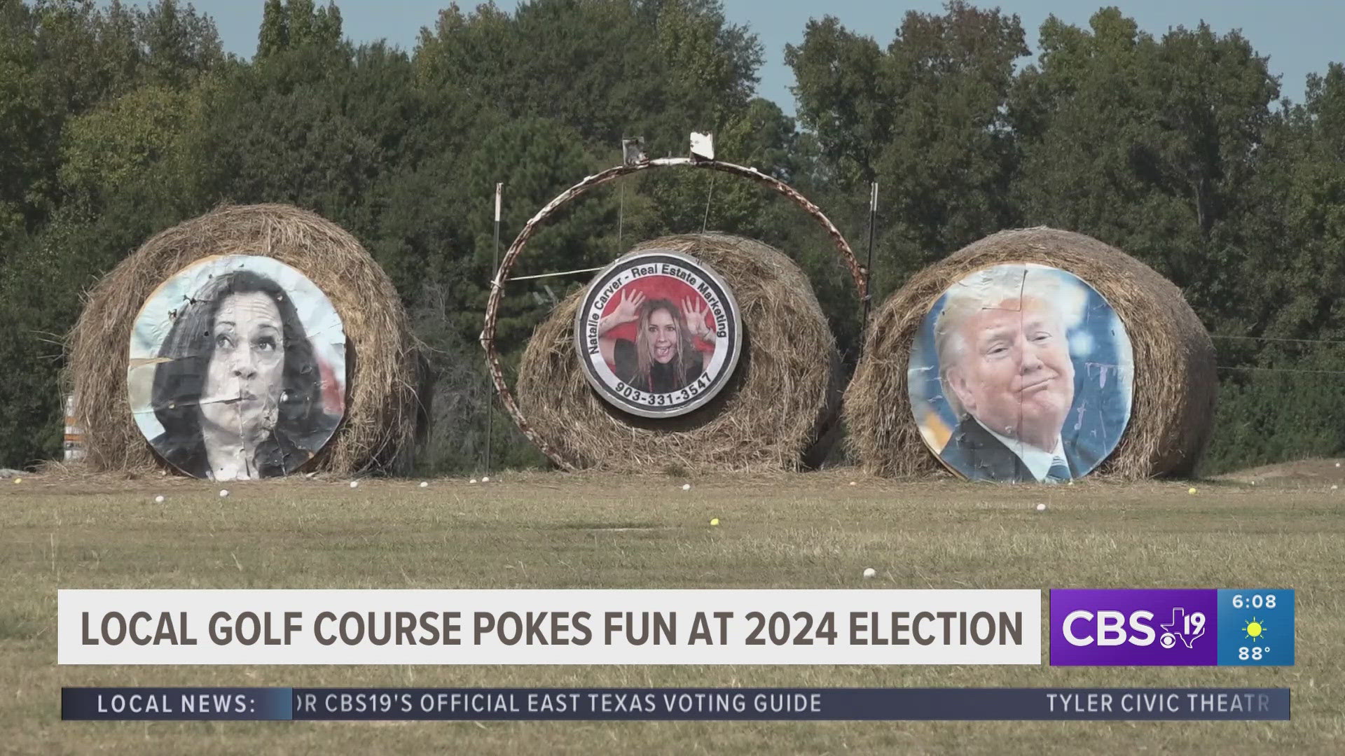 The Alpine Target Golf Center is introducing a one-of-a-kind golfing experience with massive targets of the presidential candidates Kamala Harris and Donald Trump.