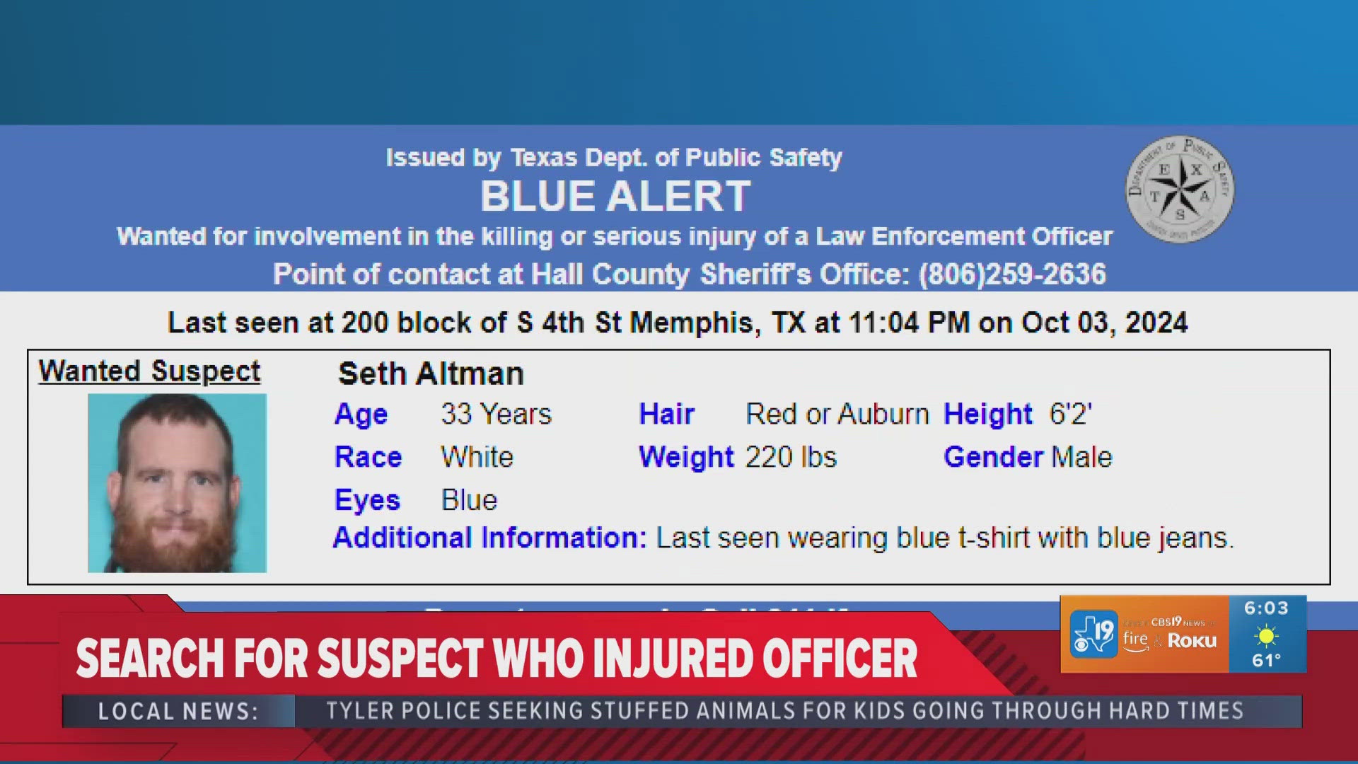 Blue Alert issued for man accused of injuring Texas officer | kcentv.com