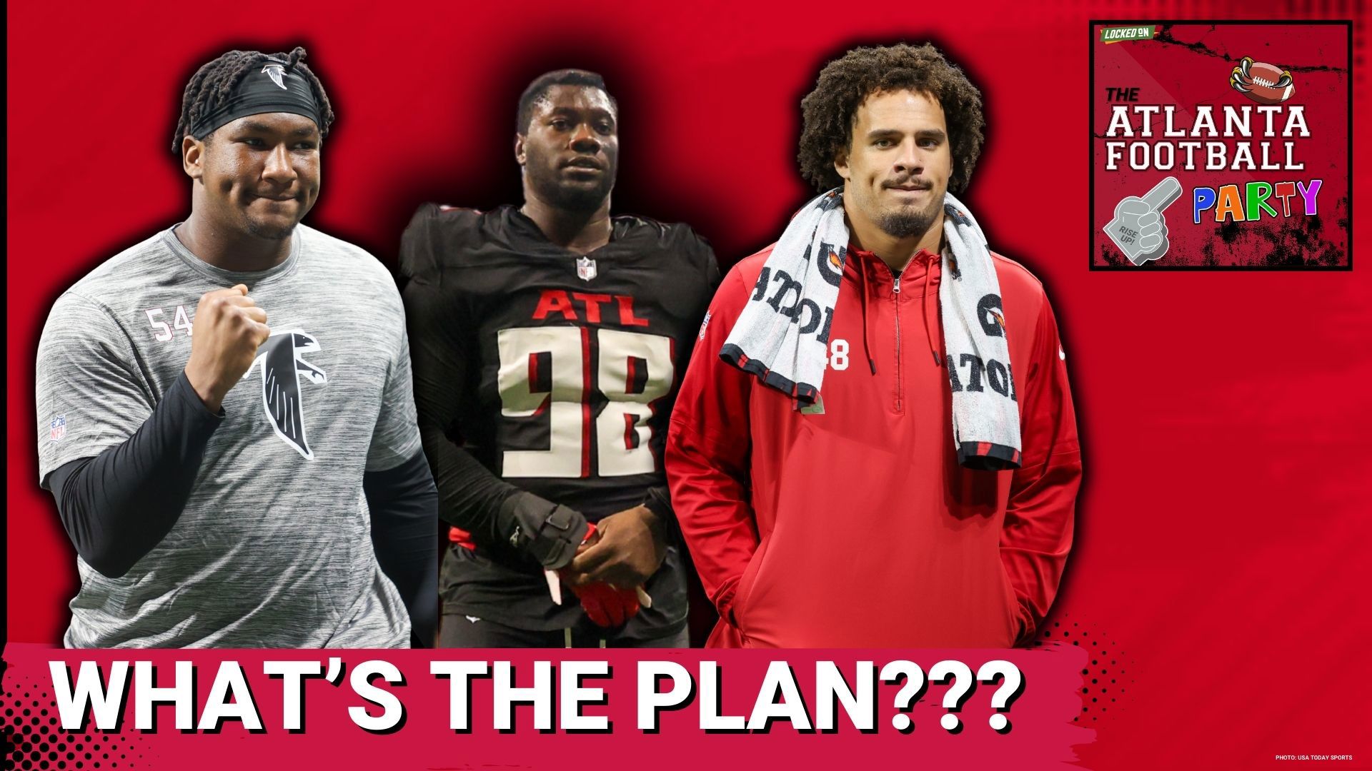 This episode of the Atlanta Football Party podcast features hosts Tenitra Batiste, Jarvis Davis, Aaron Freeman, and Tori McElhaney discussing the Atlanta Falcons.