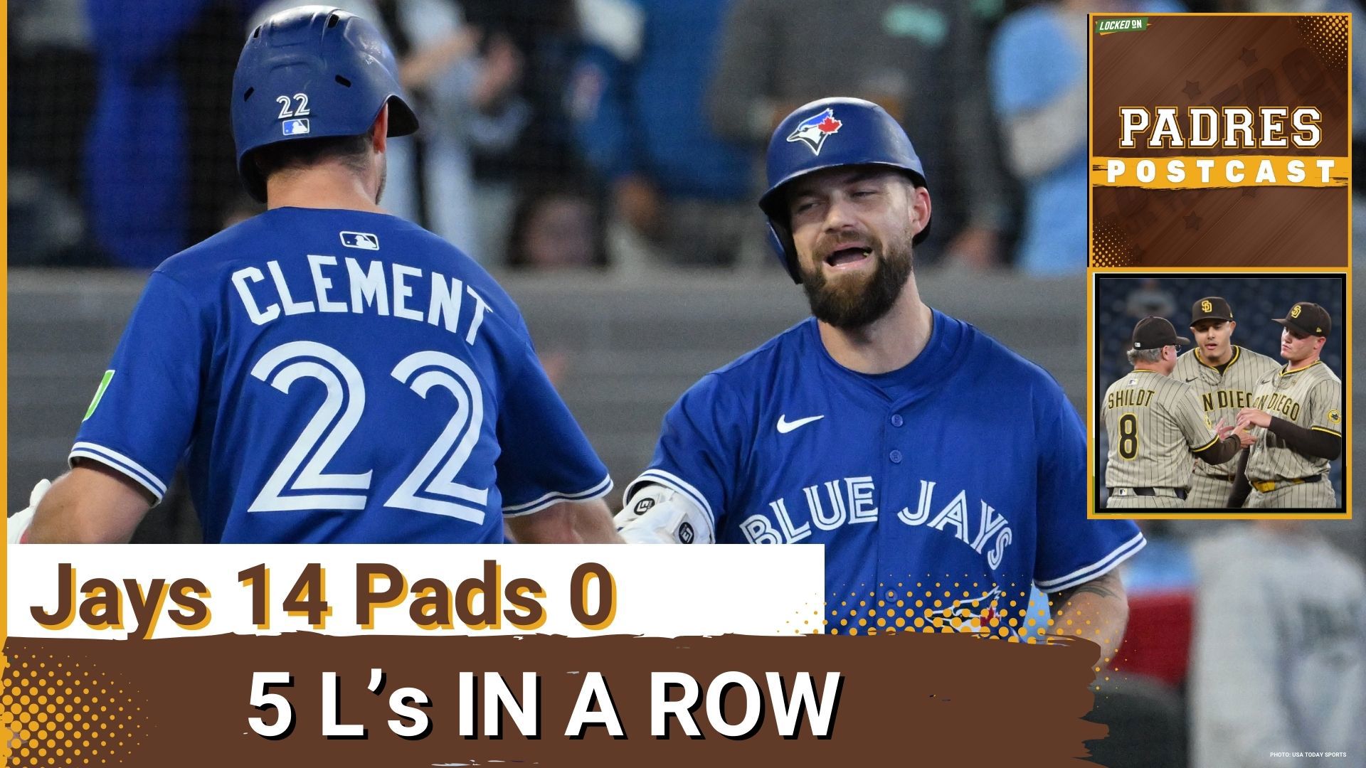 The Padres were shut out for the 2nd straight game, losing their 5th in a row overall 14-0 in Toronto. Kevin Gausman pitched 7 innings, striking out 9 & walking none