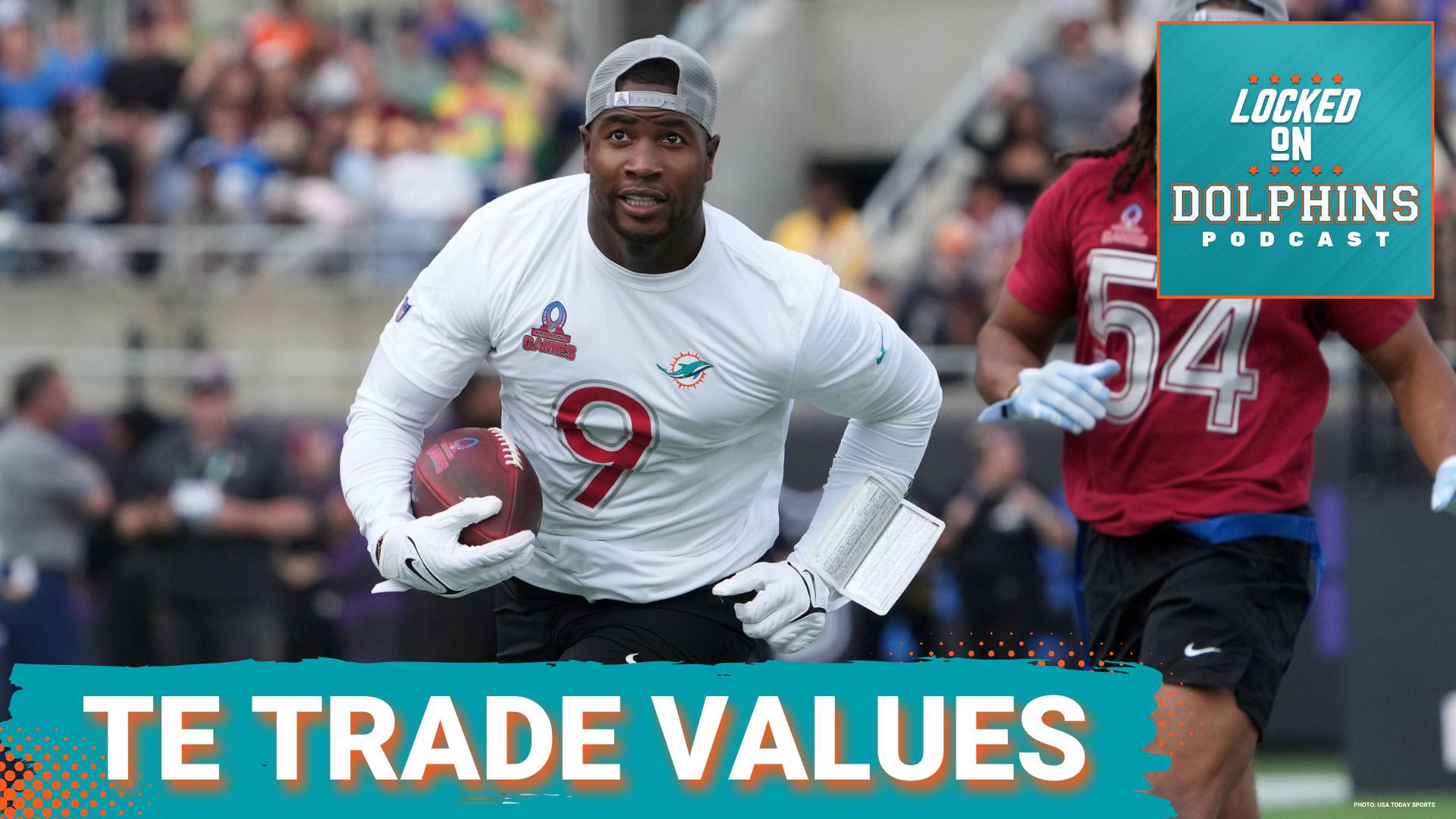 What does the recent history of TE trade values suggest for Miami's shopping of TE Jonnu Smith amid contract negotiations?