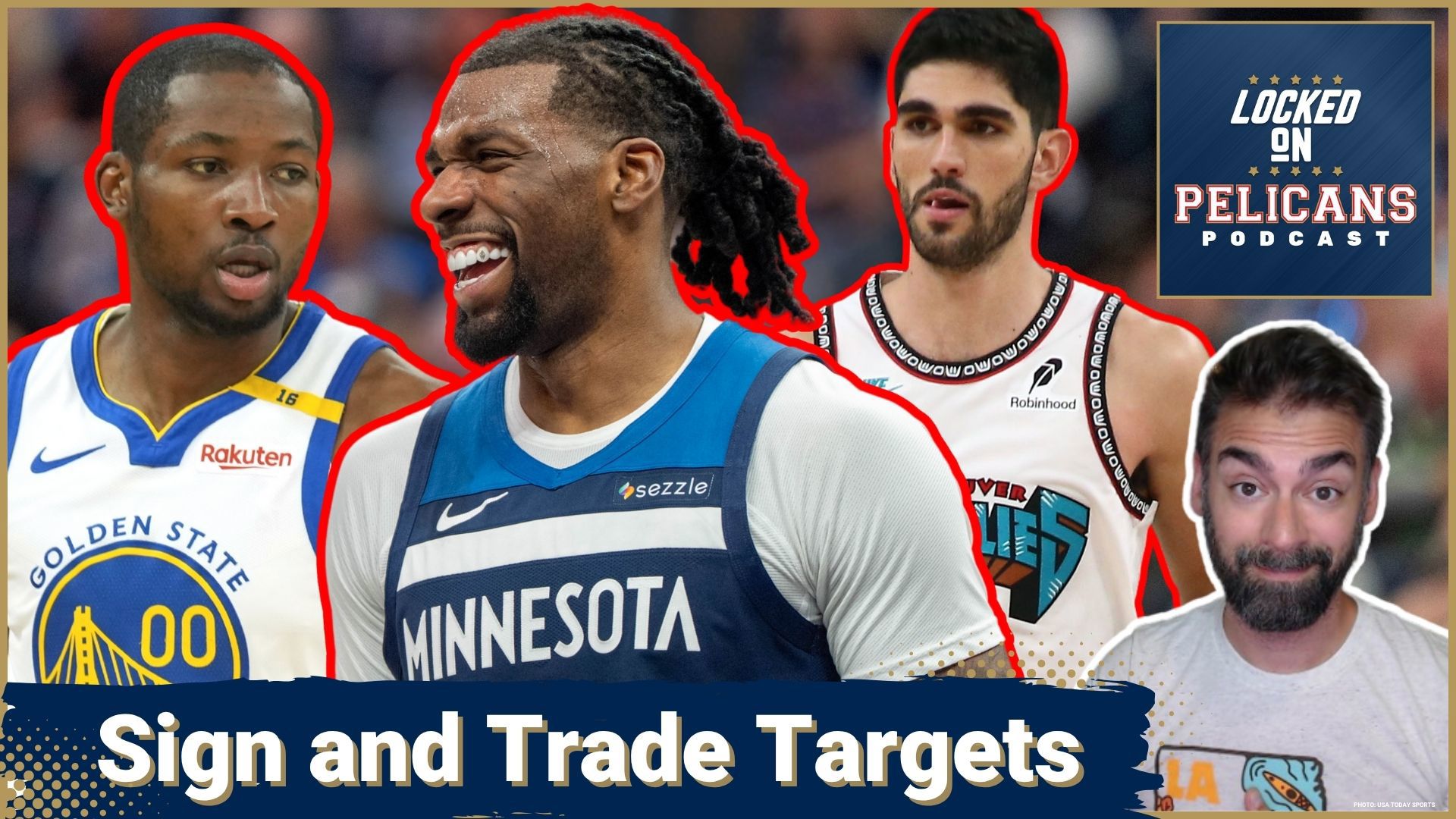 This podcast discusses three potential sign-and-trade targets for the New Orleans Pelicans: Naz Reid, Jonathan Kuminga, and Santi Aldama.