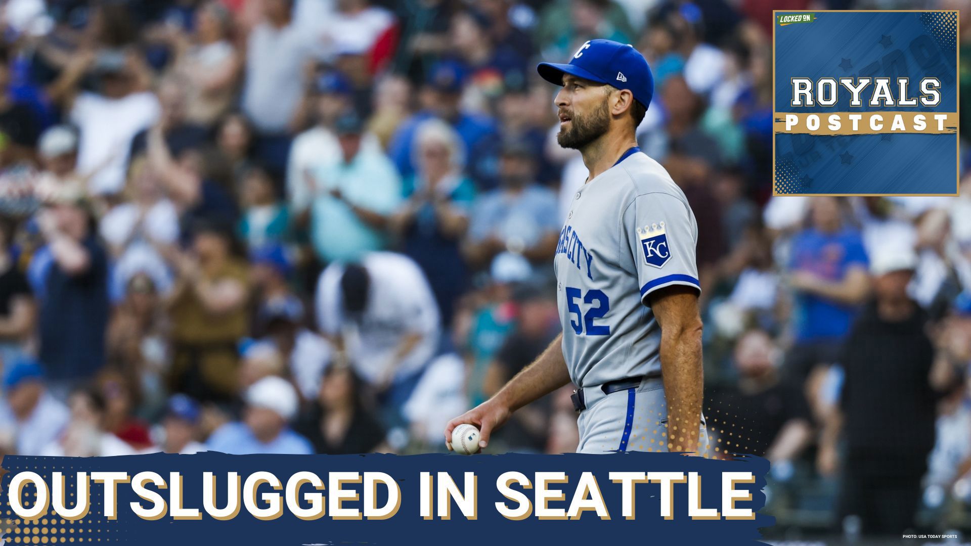 Chance Liebau reacts to the first game between the Kansas City Royals and Seattle Mariners.
