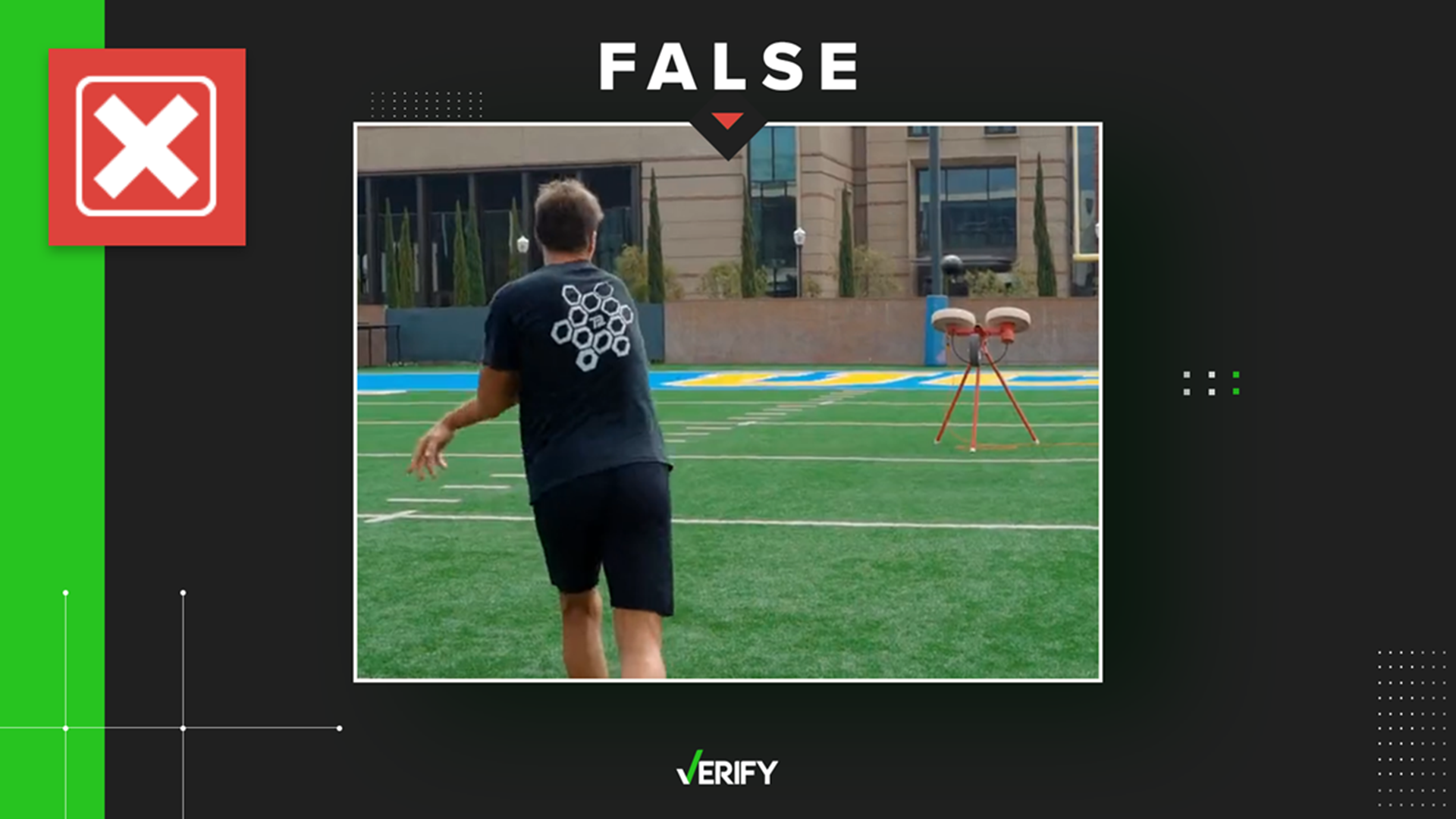 Tampa Bay Buccaneers QB Tom Brady showed off his accuracy by throwing to a throwing machine, but the video was created by a digital artist.