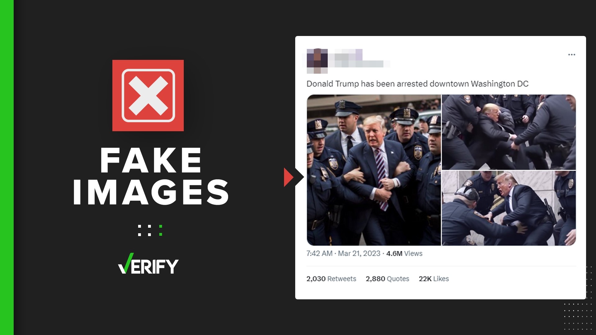 These photos claiming to show Trump being arrested aren’t real. They were created with Midjourney, an artificial intelligence program.