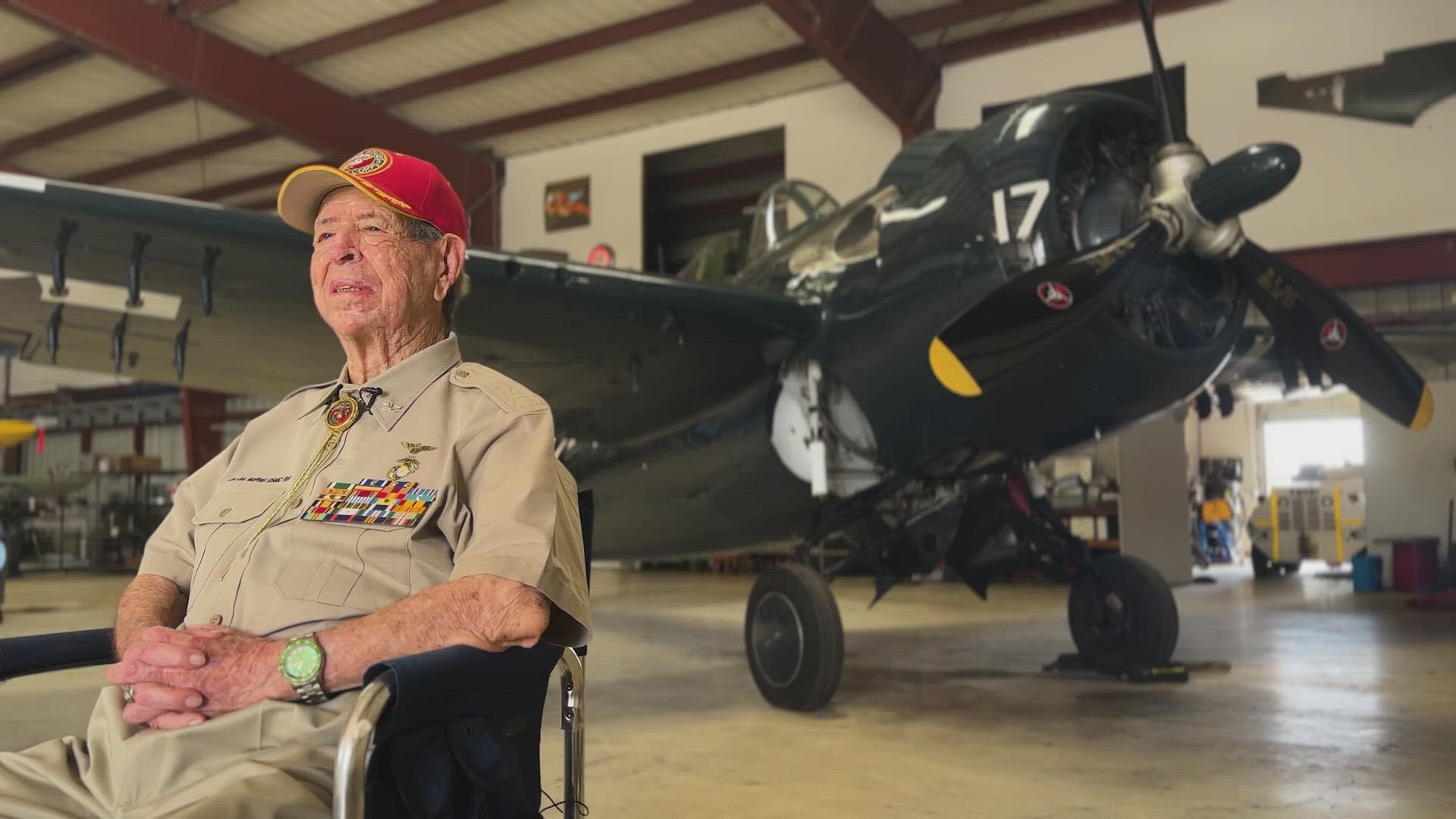 "Well I'm not a hero. I like to fly and that's all that counts," said Marine Col. Joe McPhail who turns 102 in October.