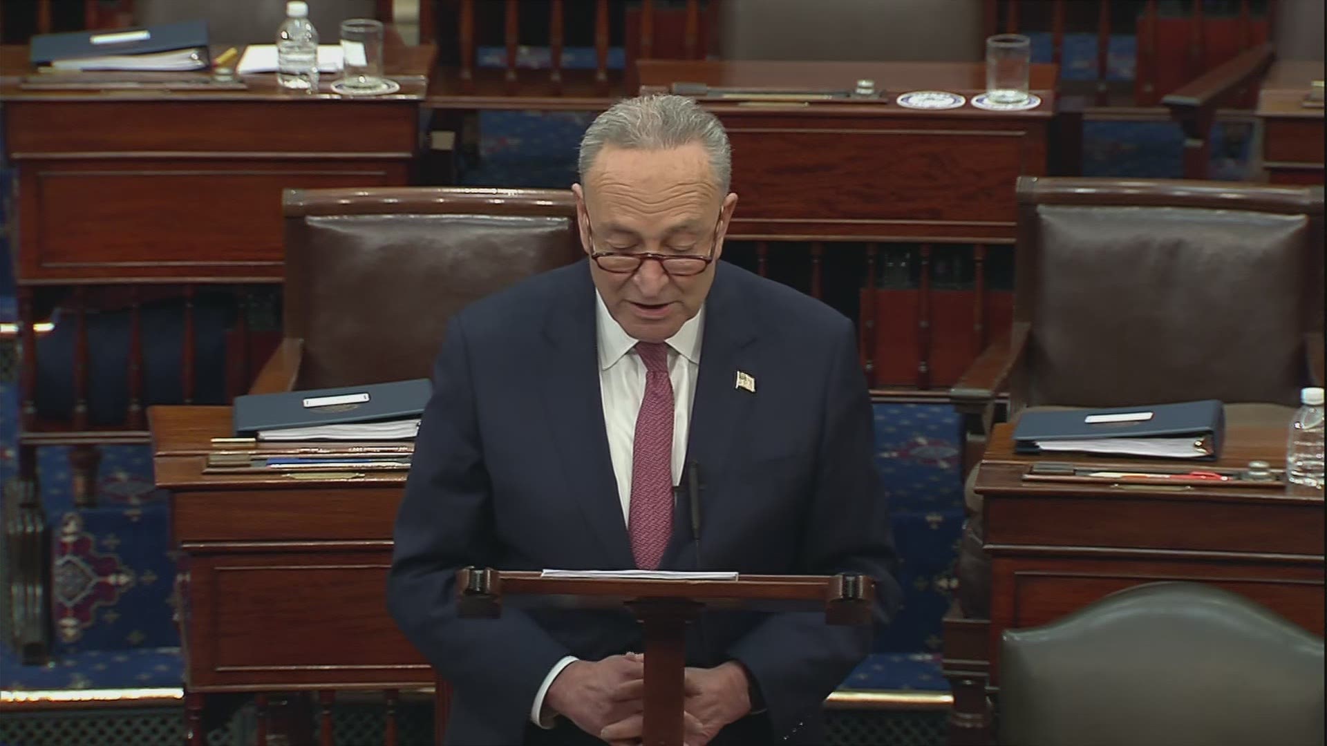 Senate Majority Leader Chuck Schumer blasted the 43 Republicans who voted to acquit Trump, saying they chose the former president over country.