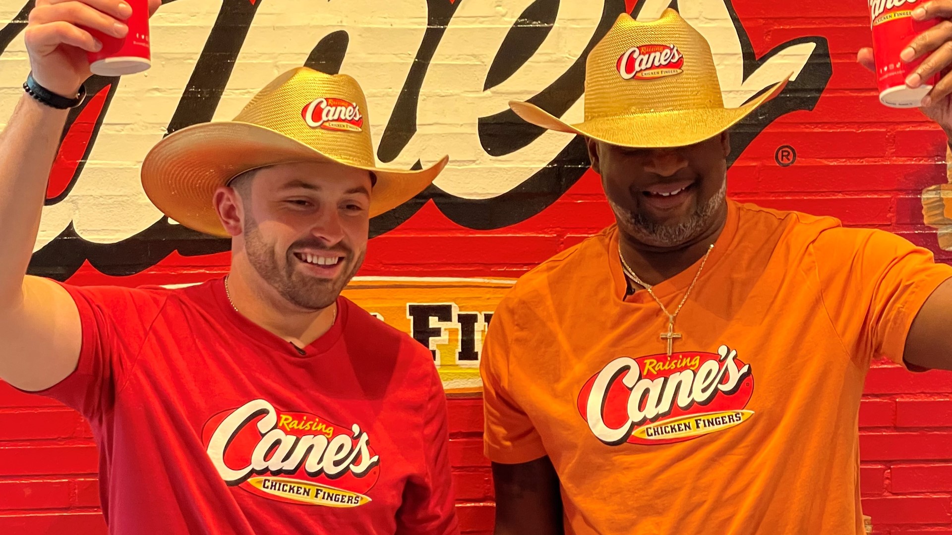 Baker Mayfield & Vince Young hold event at Dallas Raising Cane's