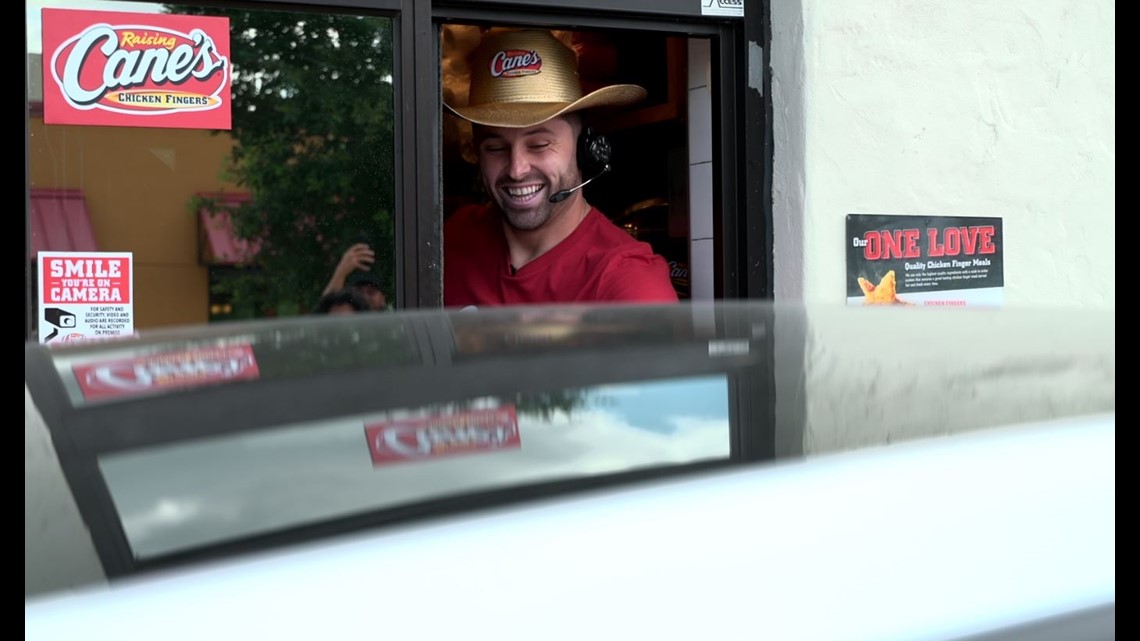 Baker Mayfield & Vince Young hold event at Dallas Raising Cane's