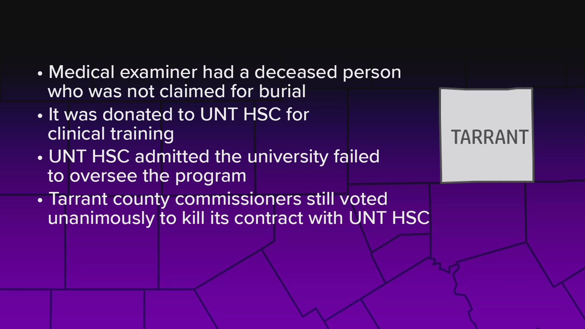 The move comes after the University of North Texas Health Science Center suspended the program that used unclaimed bodies for research and reportedly sold some.