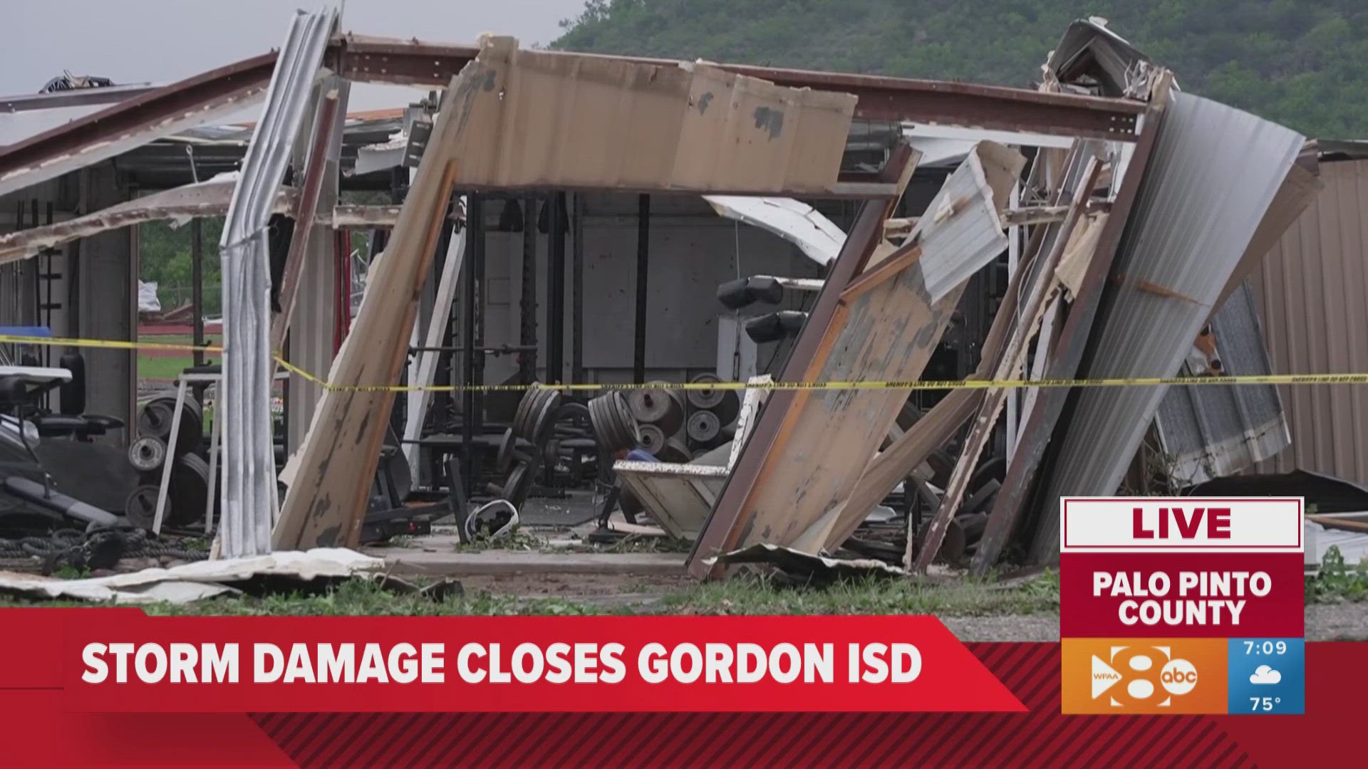 The school's athletic facilities and schools were damaged in the storms. 