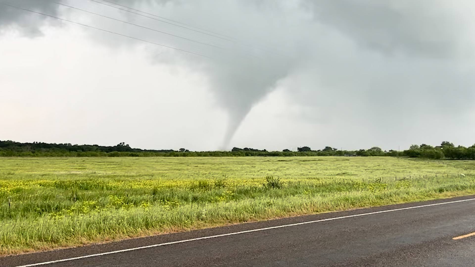 Storm chasers Connor Bond and Rachel Burduroglu sent WFAA this video of a tornado spotted just north of Waco on April 26, 2024
