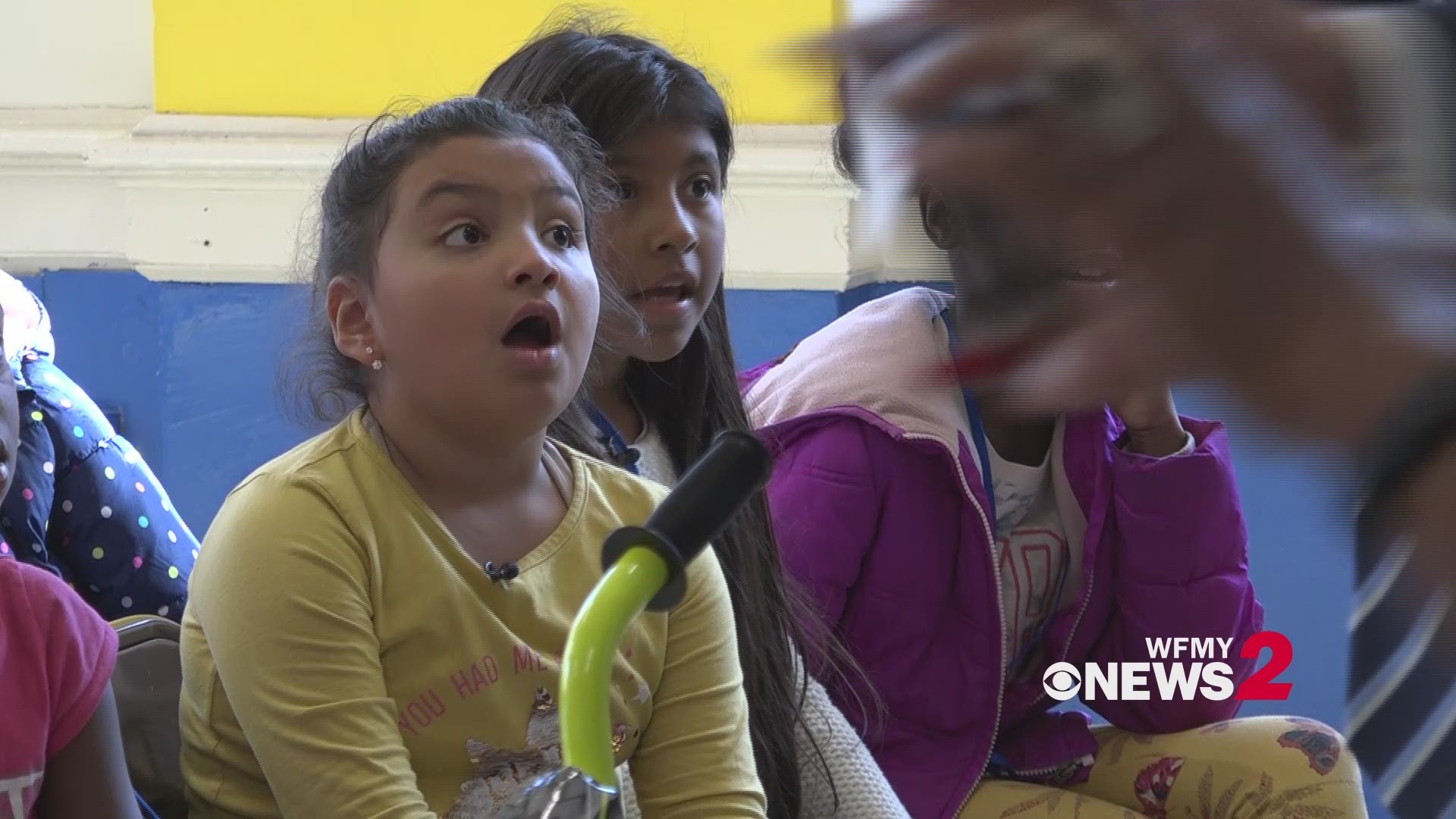 Watch students at Peck Elementary school in Greensboro learn they're all winners of the Bikes for Kids essay contest.