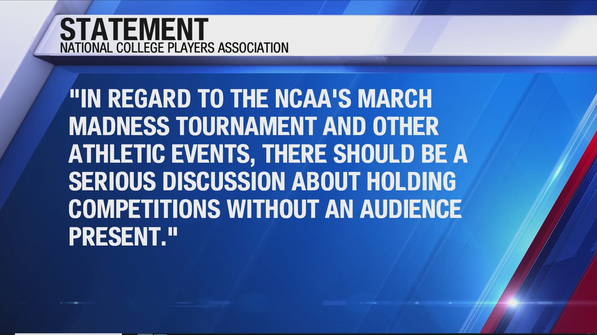 One group is suggesting that games for March Madness and other sporting events be played without an audience to protect athletes from the Coronavirus.