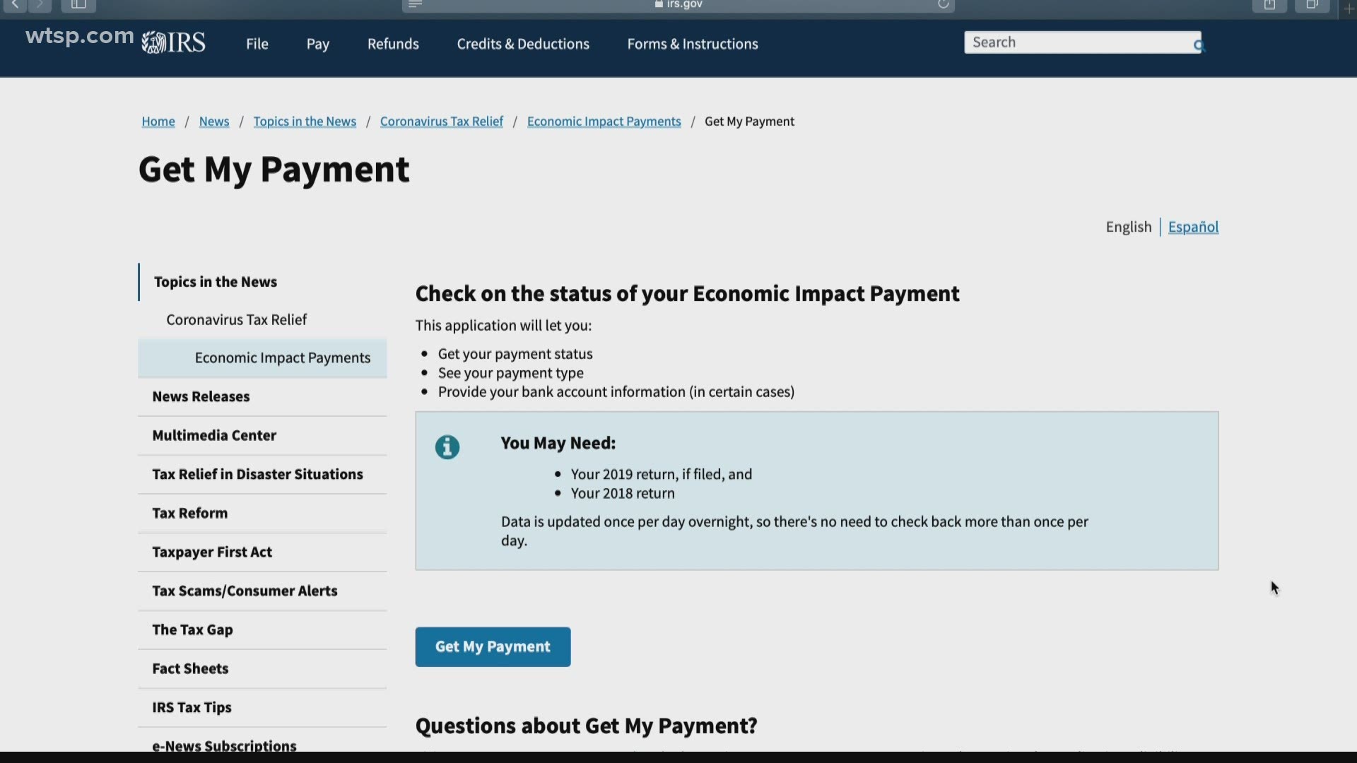 irs .gov get my payment status